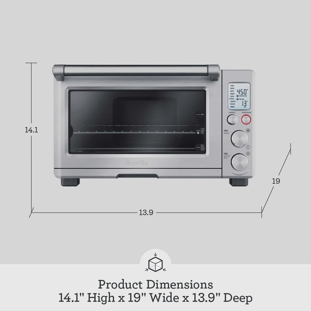 Breville BOV800XL Smart Oven Countertop Convection Toaster Oven - Brushed Stainless Steel - Perfect for Baking, Roasting & Broiling in Small Kitchens