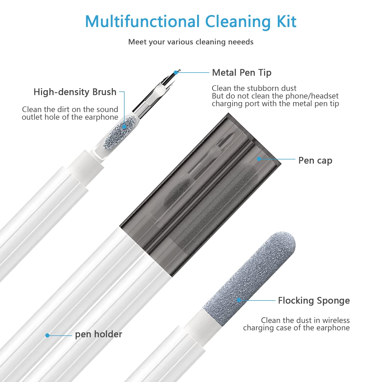 AirPods Cleaning Kit - Multifunctional Earbud Cleaner for Bluetooth Earphones & Phone Cases - Perfect for Travel & Office Use
