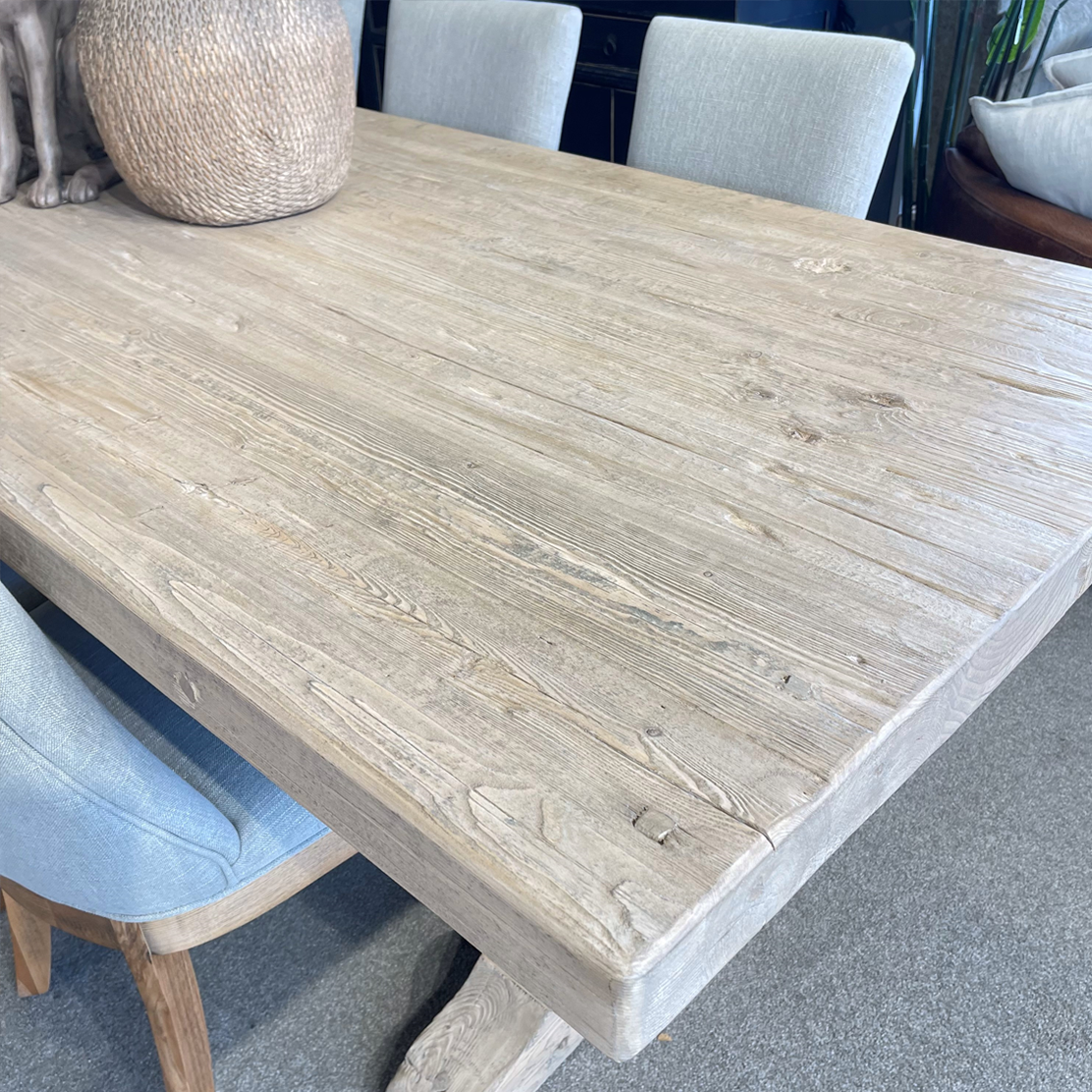 Texas Style 98.4 Inch Dining Table - Perfect for Large Family Gatherings & Farmhouse Kitchen Decor