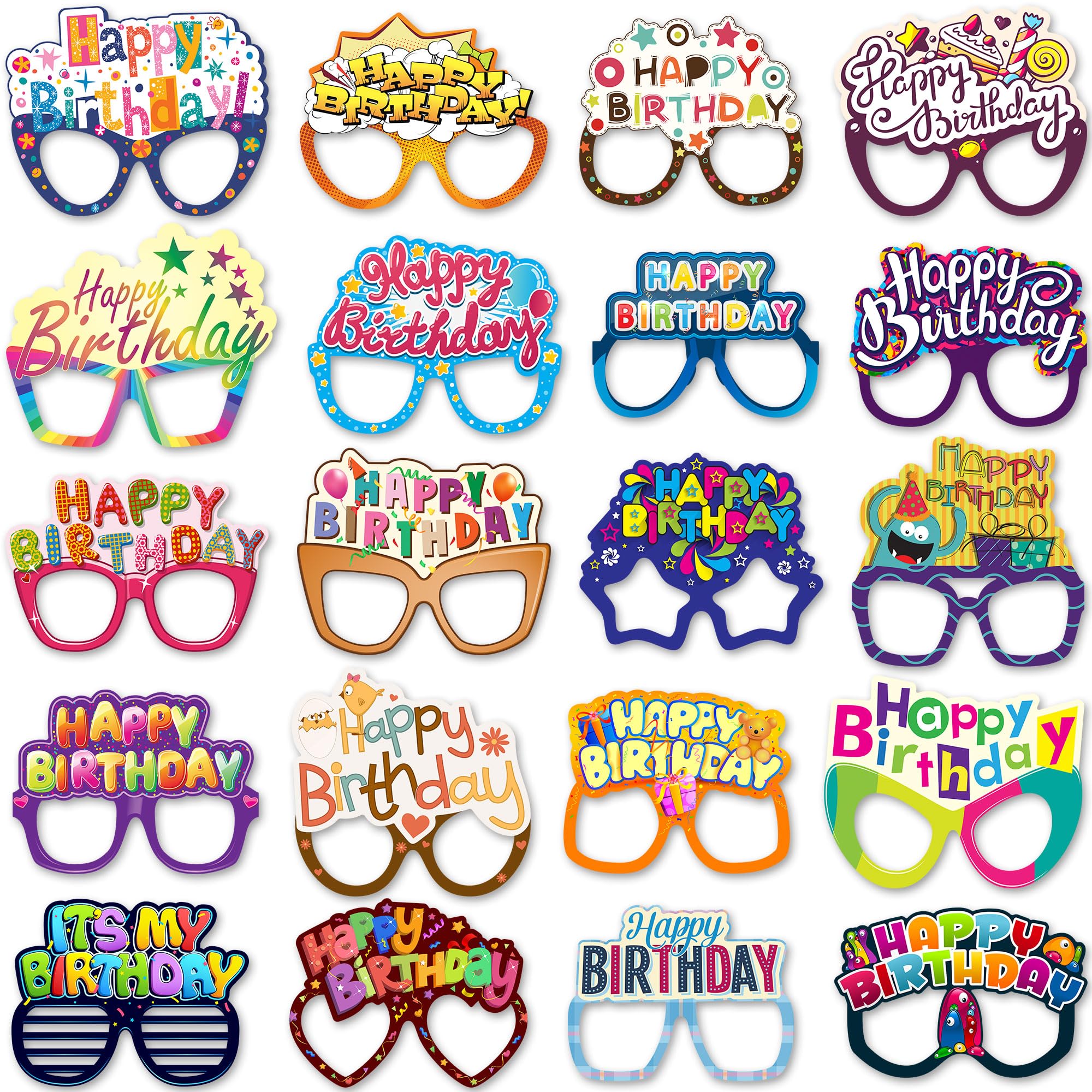 Premium Birthday Photo Booth Props Kit - 20-Piece Colorful Party Decorations with Durable Photobooth Glasses for Memorable Photos - Perfect for Birthday Parties, Baby Showers & Wedding Celebrations - by PixiPy