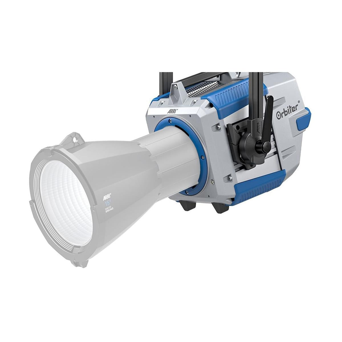 ARRI Orbiter LED Light Open Face No Lens - Professional Studio Lighting with Yoke & Cable (Blue/Silver) - Perfect for Film, Photography, and Video Production