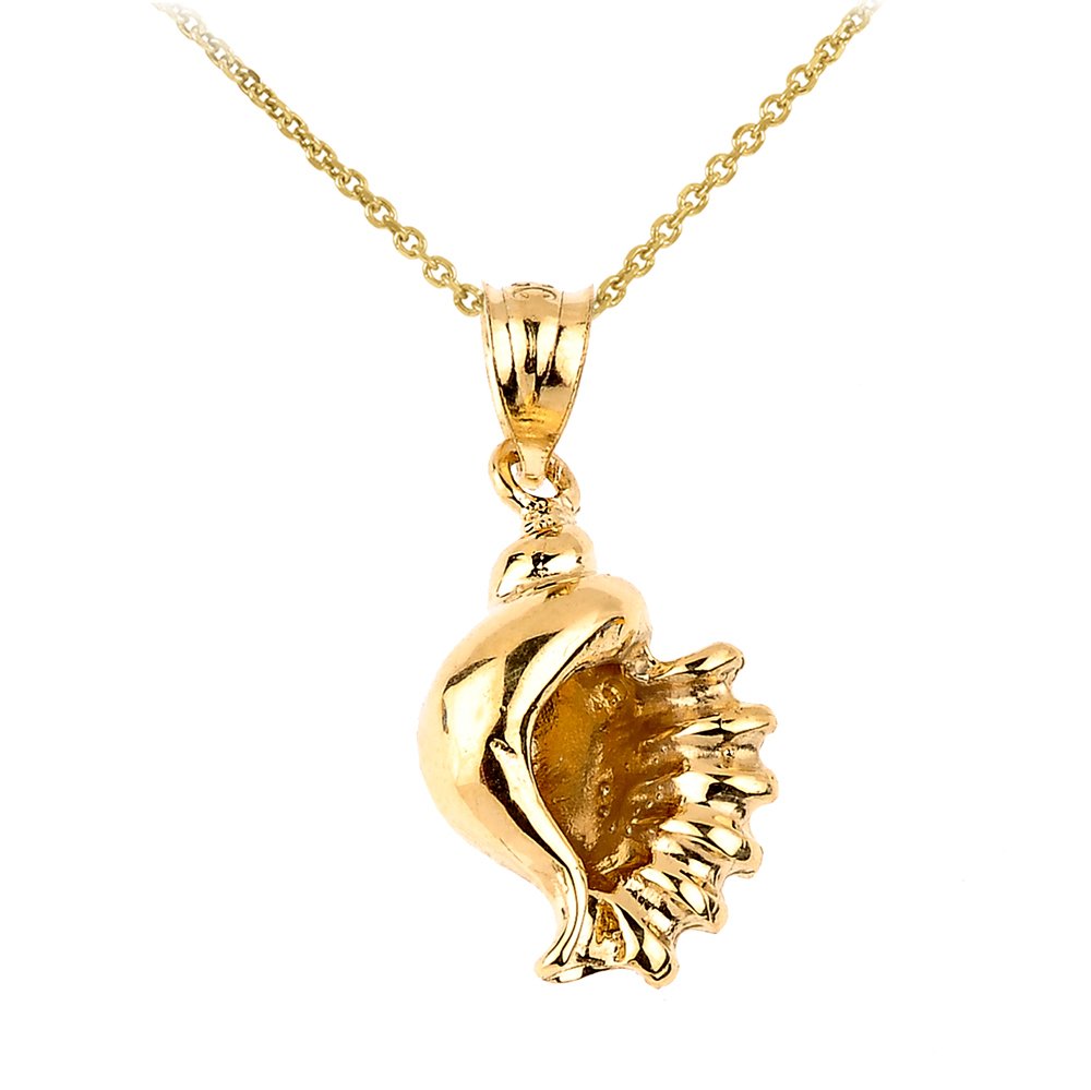 10k Gold Seashell Pendant Necklace - Elegant Beach Jewelry Gift