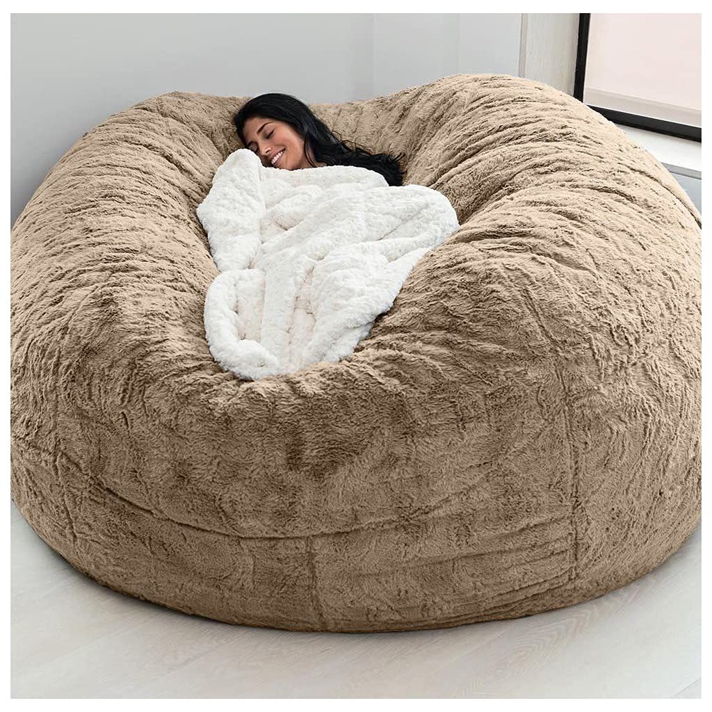 WXQY Extra Large Bean Bag Chair Cover - Washable & Removable Slipcover for Kids & Adults, No Filler Beanbag Sofa Bed Protector with Zipper (Pink/Black) - Perfect for Living Room, Game Room & Dorm Storage
