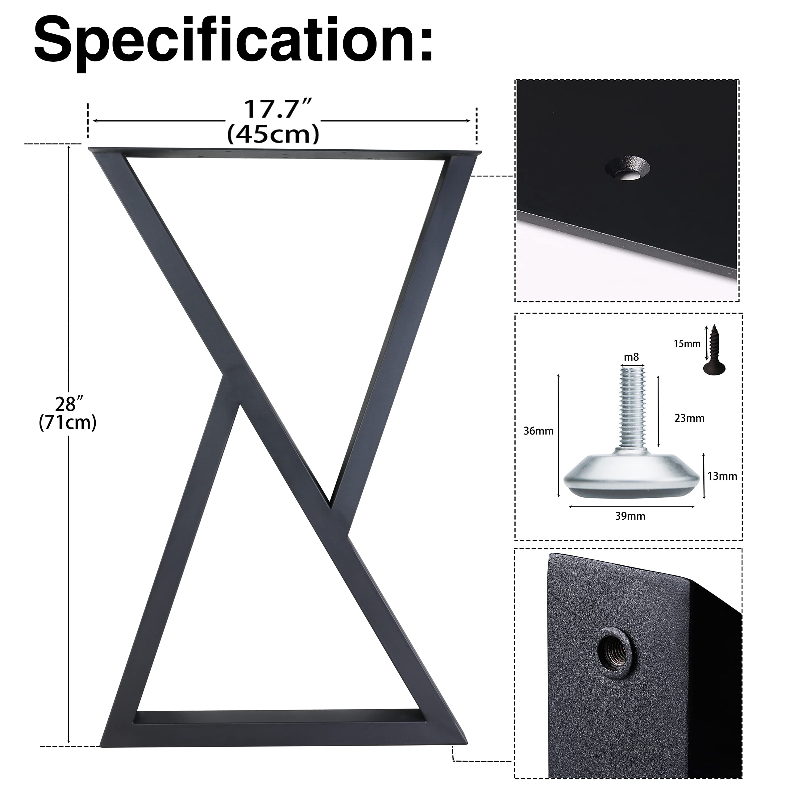 Heavy Duty Metal Table Legs - 28
