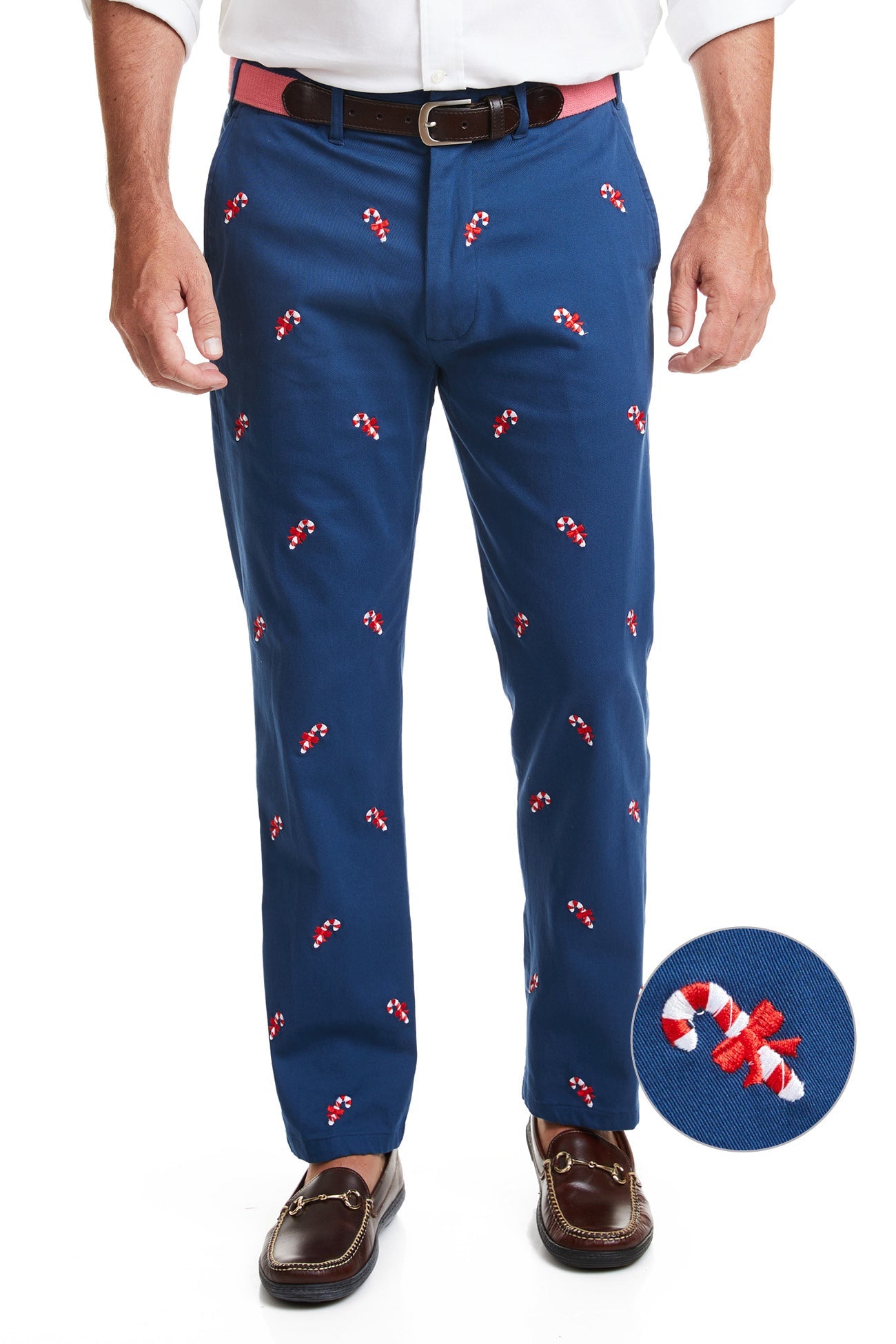 Harbor Pant Nantucket Navy with Candy Cane Stripes - Classic Casual Pants for Men | Perfect for Boating, Summer Outings & Relaxed Weekend Wear