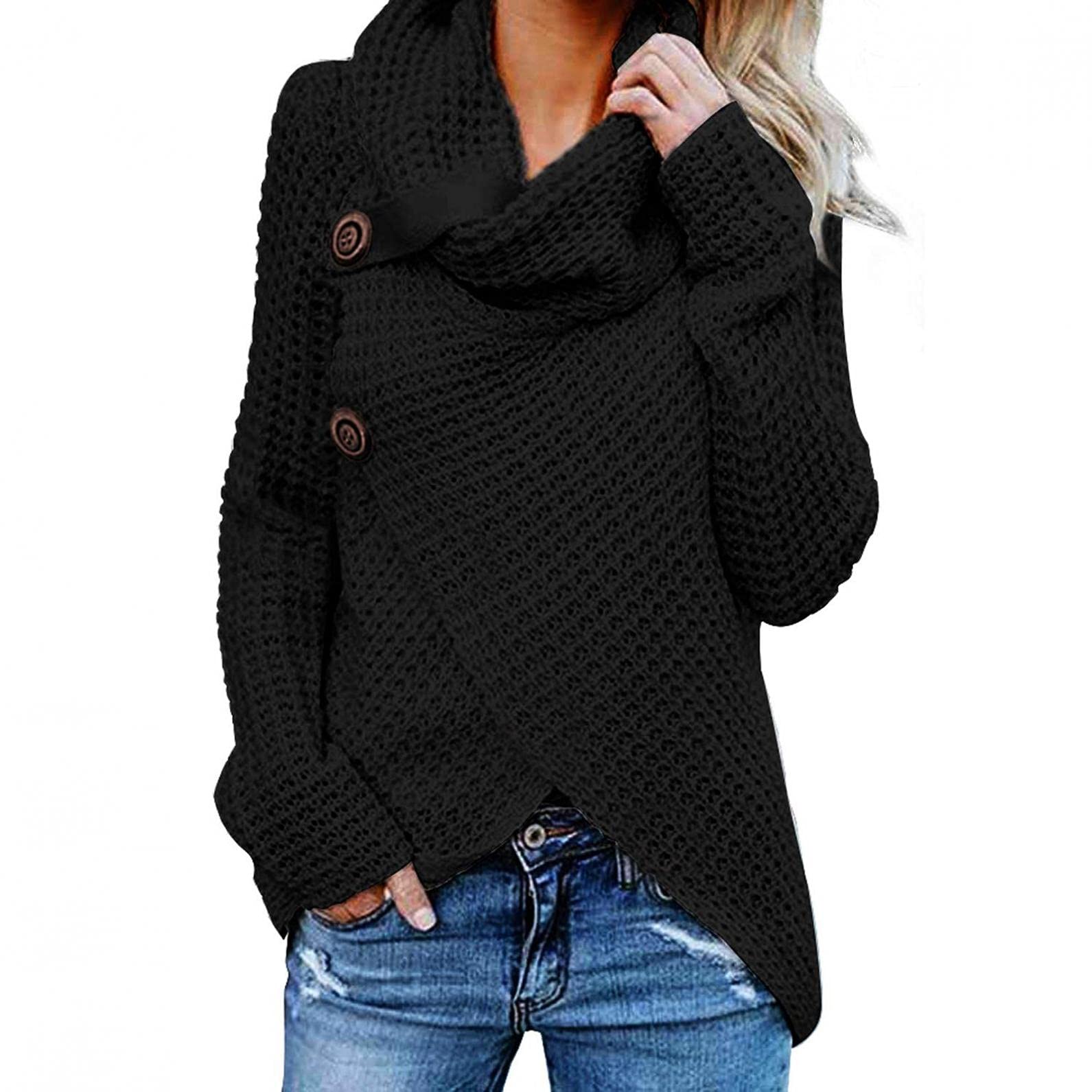 Women's Chunky Knit Turtleneck Sweater - Long Sleeve Loose Fit Casual Pullover Top for Fall & Winter | Cozy Office Wear, Date Night Outfits, Holiday Layering