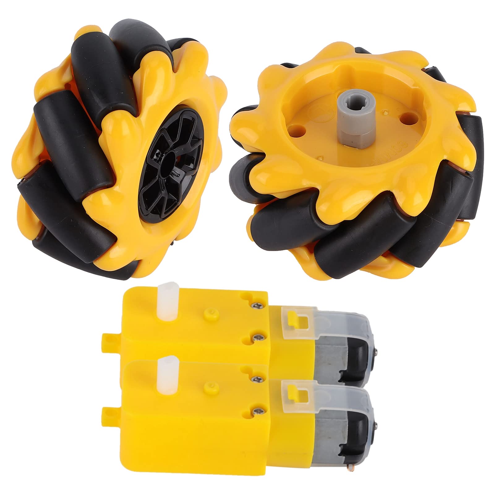 Mecanum Wheels for Robots - 4WD Omnidirectional Geared Motor Wheels Kit for DIY Smart Cars, Small Robots | Perfect for Robotics Projects, STEM Education, and RC Vehicle Upgrades