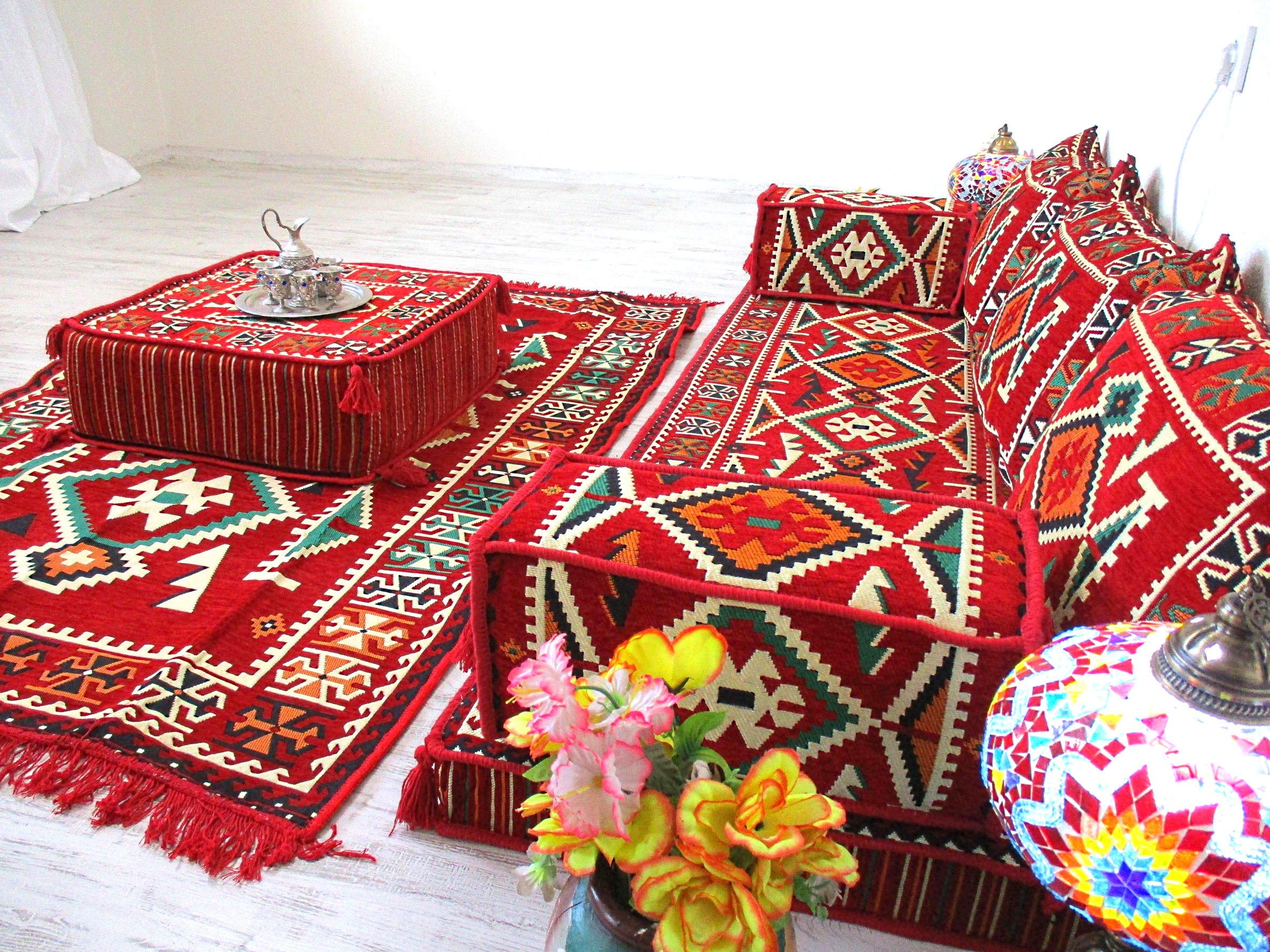 Arabic Floor Seating Sofa - Traditional Majlis Cushions & Bench for Comfortable Lounging | Perfect for Home Decor, Cultural Gatherings & Relaxation