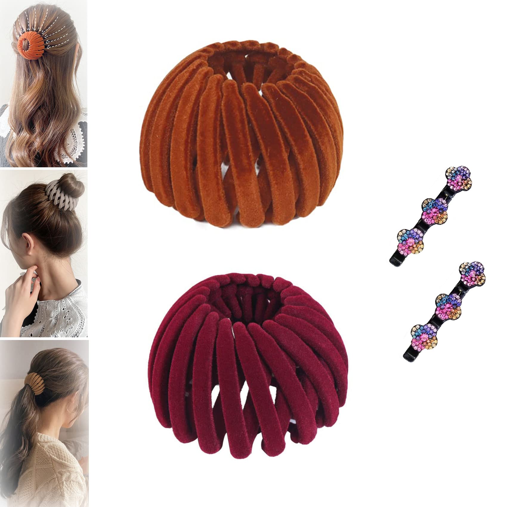 Zabernim Birds Nest Magic Hair Clip - 2PCS Hair Bun & Ponytail Holder for Women | Perfect for Updos, Braids, and Everyday Styling