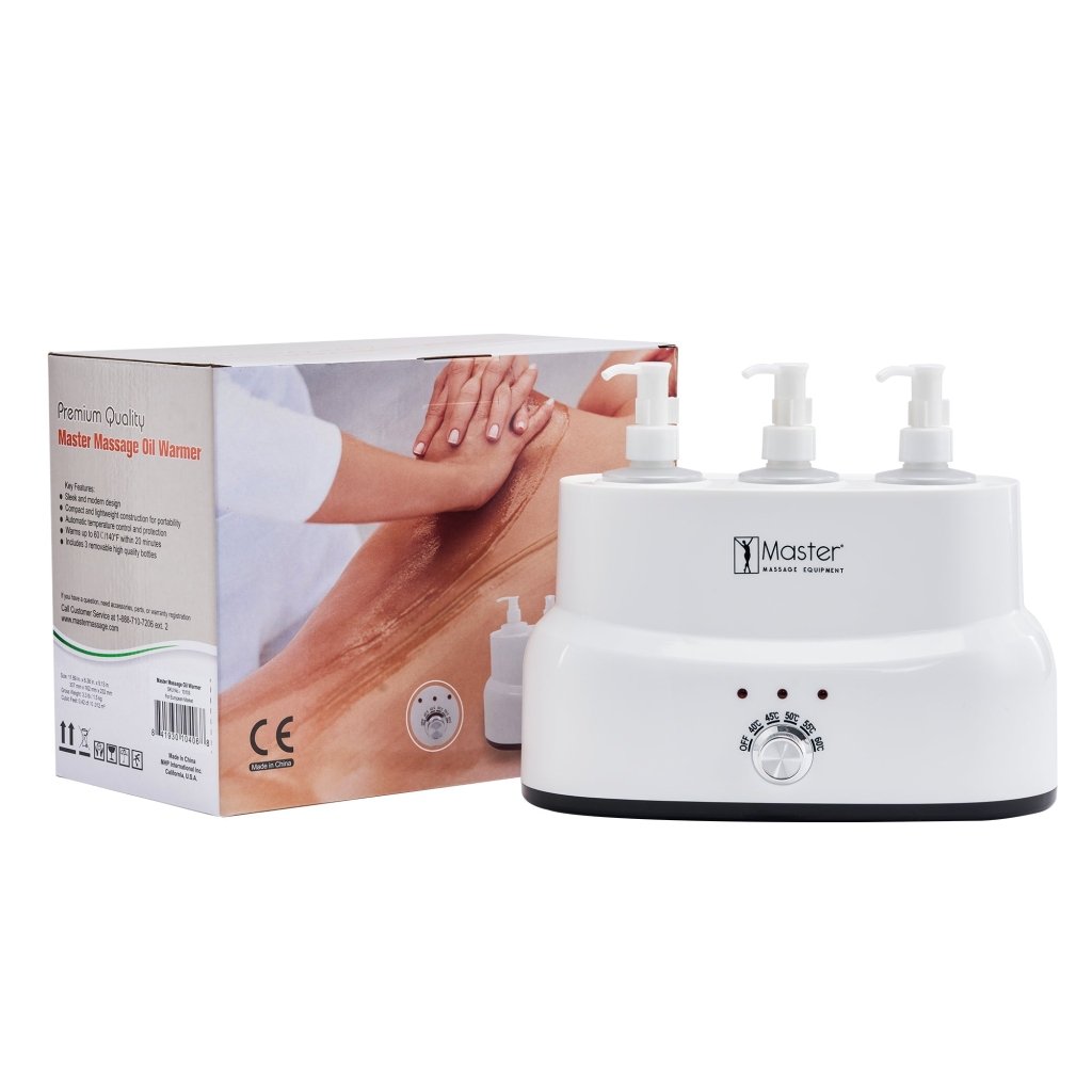 Professional Massage Oil Warmer with 3 Empty Bottles - Portable Massage Lotion Heater for Creams & Oils - Spa & Home Massage Therapy Equipment for Relaxation & Pain Relief