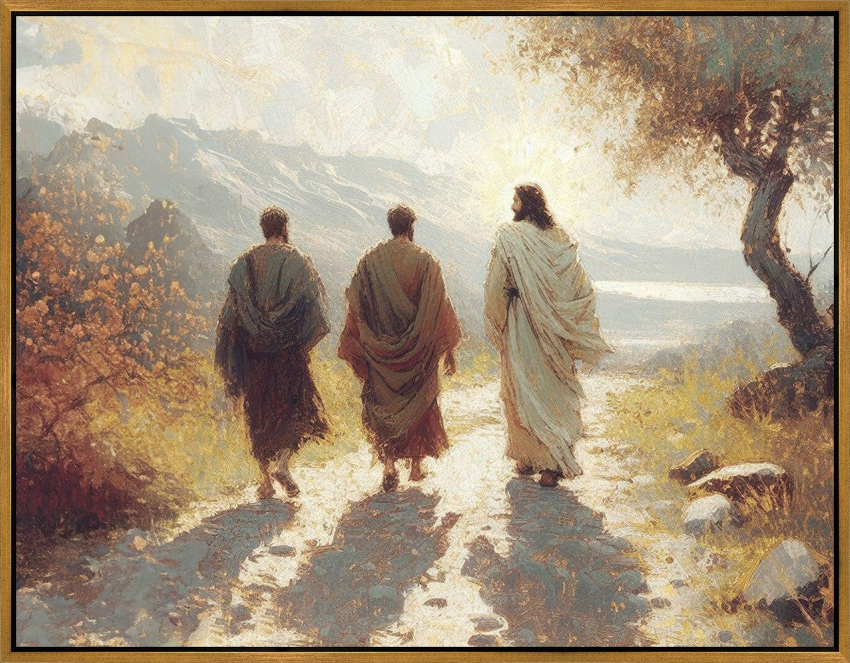 Jesus Went With Them Large Wall Art Gallery Wrap - Inspirational Christian Canvas Print for Home, Church & Office Decor