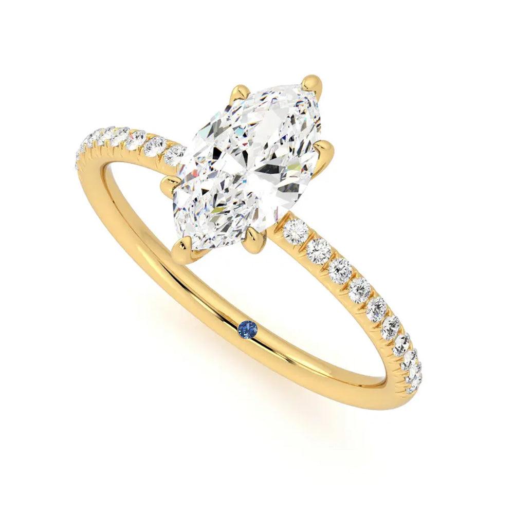 Stunning 6-Prong Marquise Cut Moissanite Engagement Ring with Hidden Anniversary Stone - Perfect for Proposals, Weddings & Anniversary Gifts