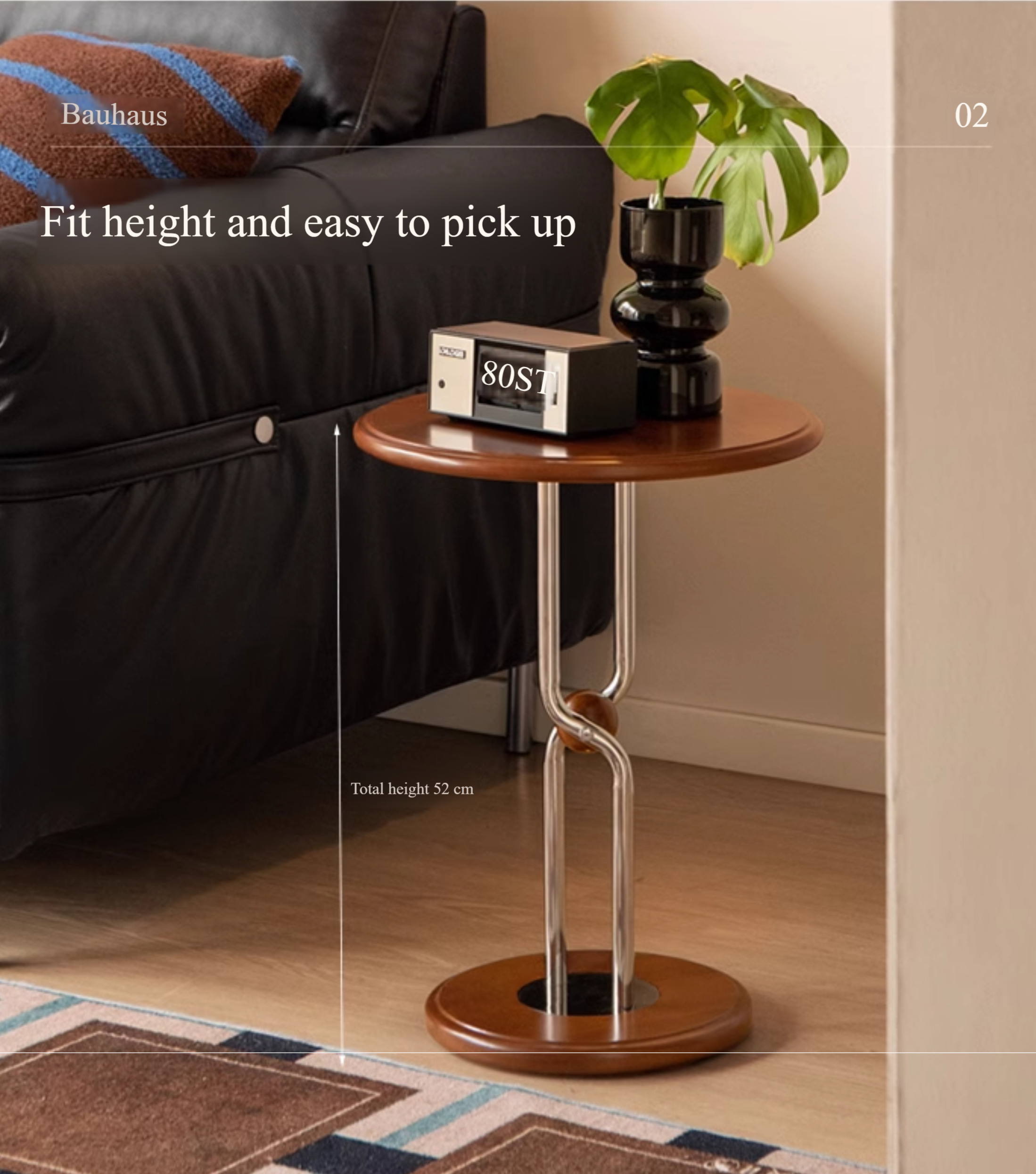Modern Poplar Solid Wood Bauhaus Style Side Table - Minimalist Nightstand, End Table for Living Room, Bedroom, or Office - Perfect for Coffee, Books, and Decor