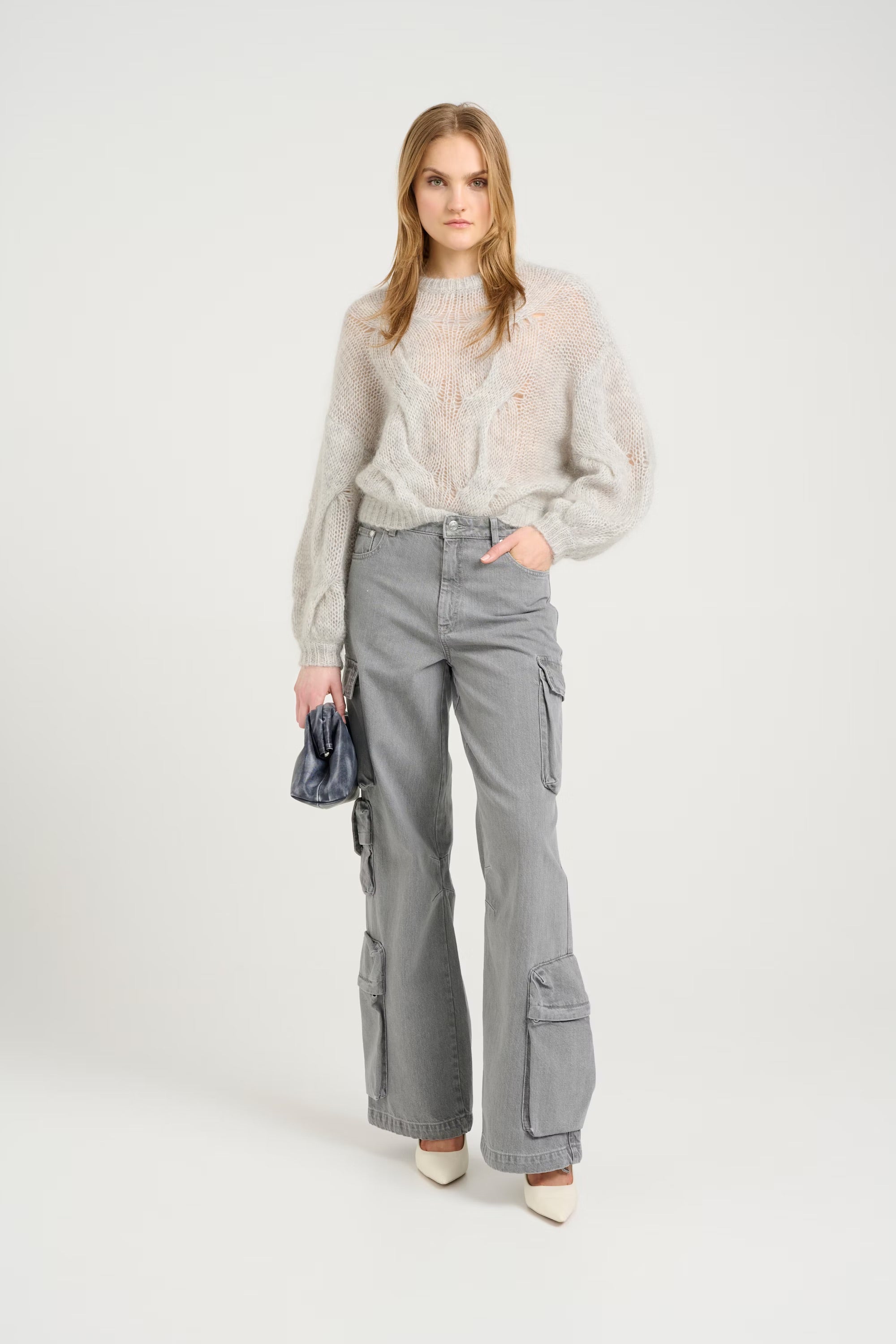 Gestuz Zenia Women's Grey Pullover Sweater | Soft Knit Casual Long Sleeve Top for Fall & Winter | Perfect for Office, Date Night and Weekend Outings