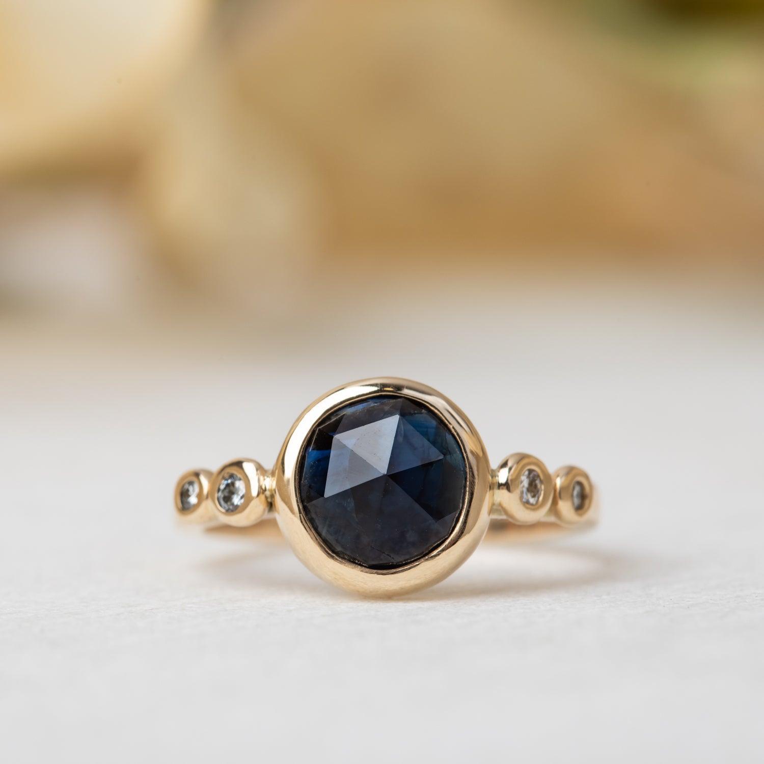 Aubrey Rose Genuine Sapphire Ring for Women - Elegant Blue Gemstone Jewelry Gift for Engagement, Wedding & Anniversary - Perfect for Everyday Wear & Special Occasions