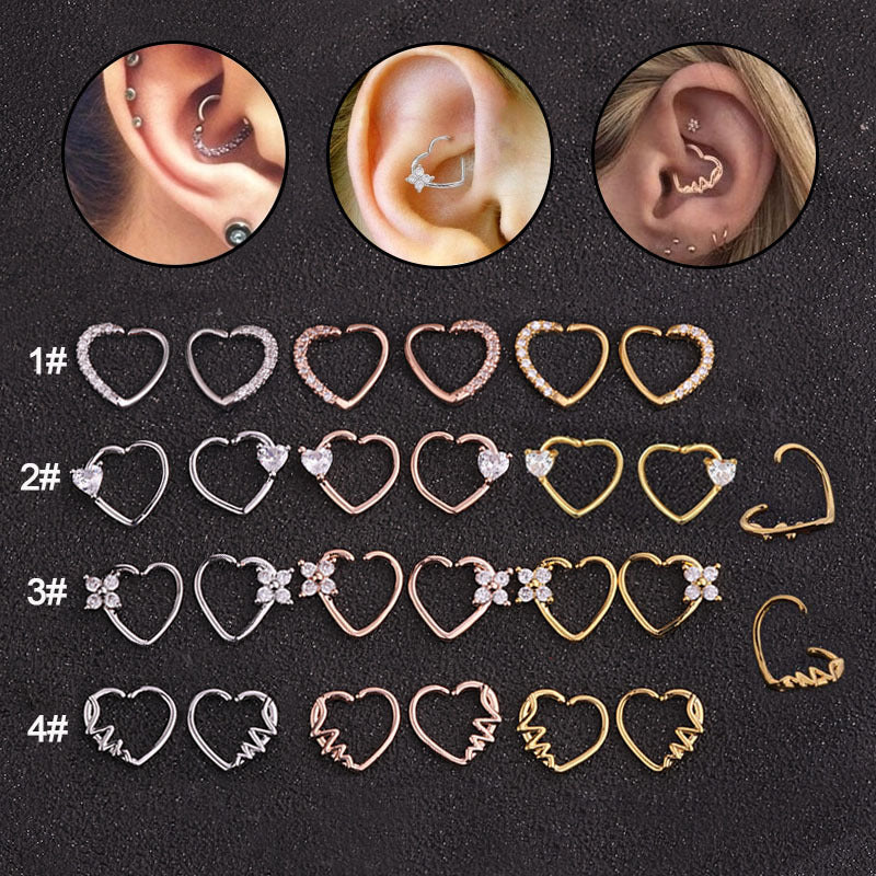 18K Rose Gold Heart Daith Hoop Earrings for Women - Minimalist Cartilage Piercing Jewelry - Perfect for Valentine's Day Gifts & Everyday Wear | HSER8511