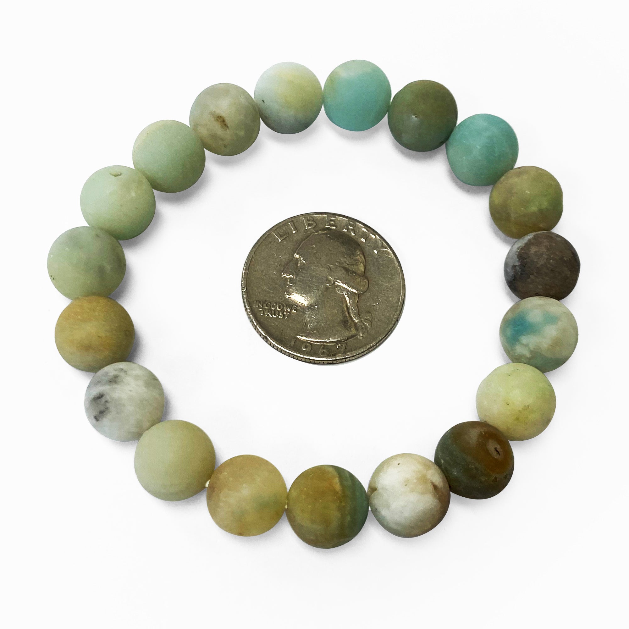 10mm Amazonite Matte Finish Round Bead Stretch Bracelet for Men & Women - Yoga, Meditation & Everyday Wear Jewelry