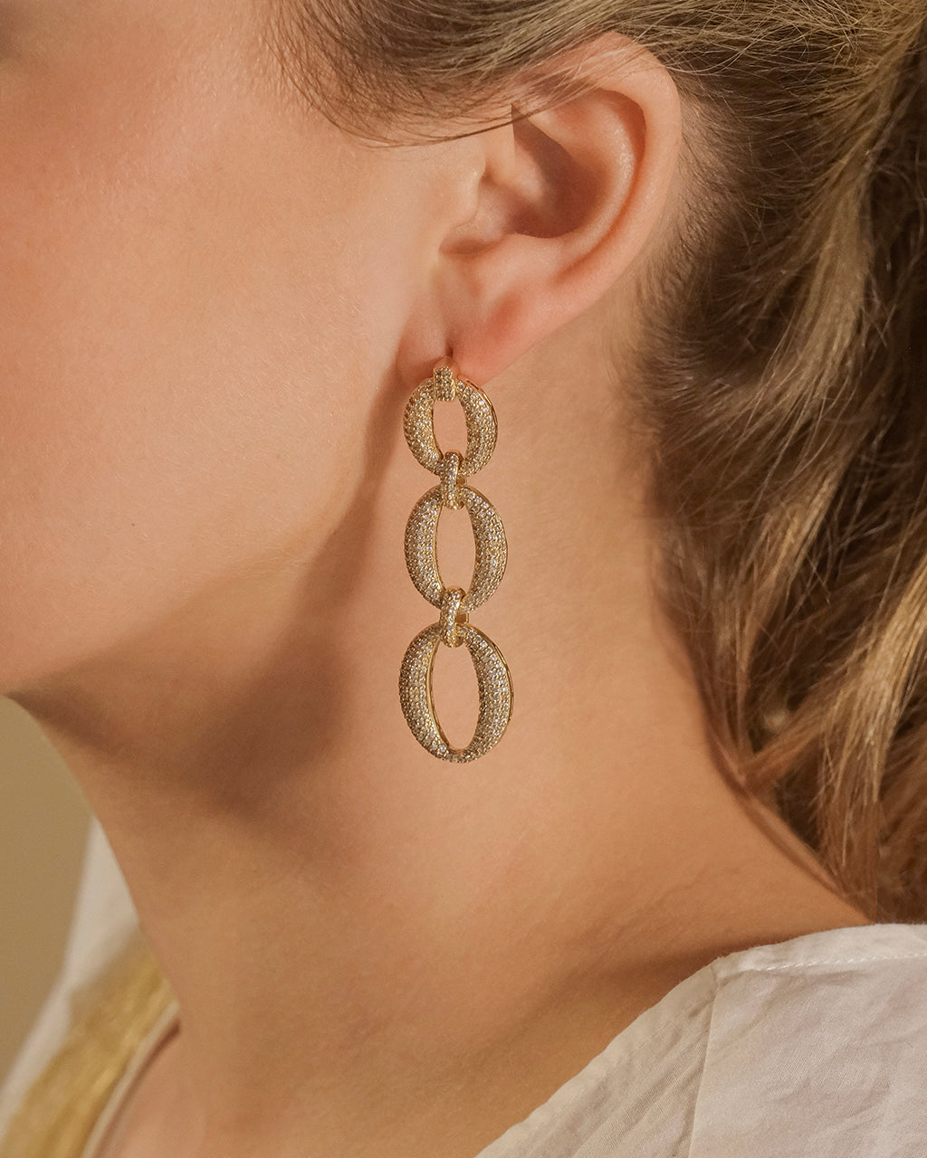 Whitney CZ Chain Drop Earrings for Women - Sparkling Cubic Zirconia Dangle Earrings - Elegant Party & Wedding Jewelry Gift