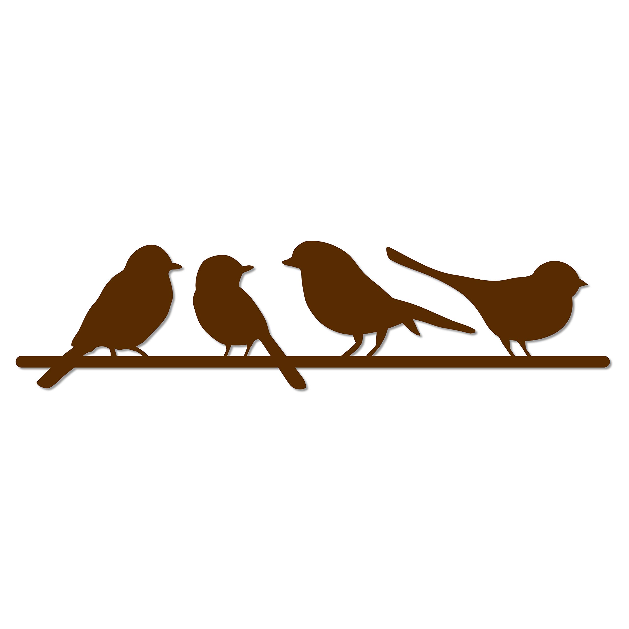 Birds on Line Metal Wall Sign - Rustic Farmhouse Decor for Indoor & Outdoor - Solid Metal Art in 14 Inch Mocha (3 Sizes & 13 Colors Available) - Perfect for Living Room, Bedroom, Garden, or Patio Decor