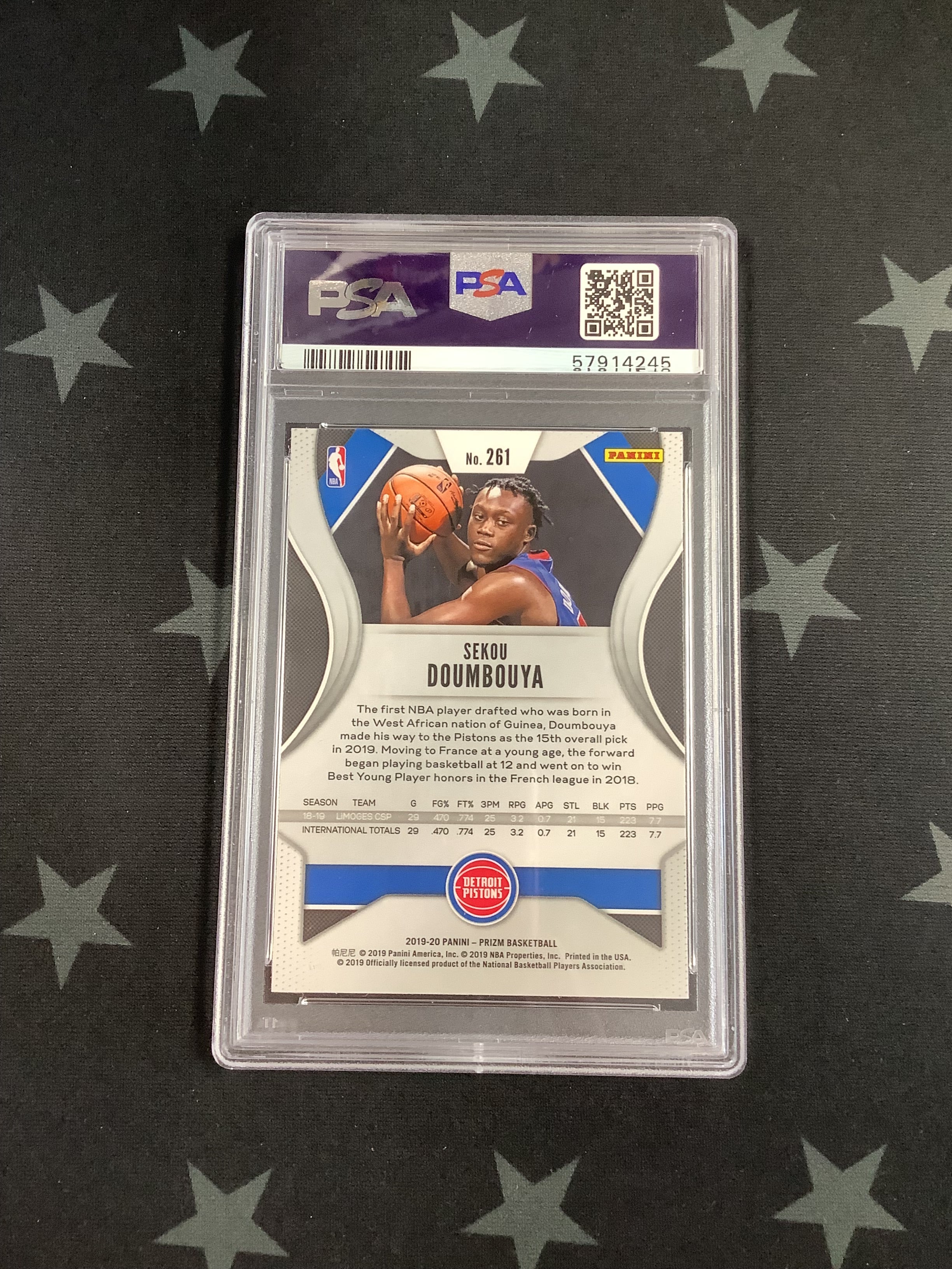 2019 Panini Prizm Basketball Sekou Doumbouya #261 PSA Mint 9 Card - Perfect for Collectors, Investors & NBA Fans - Display in Home, Office or Man Cave