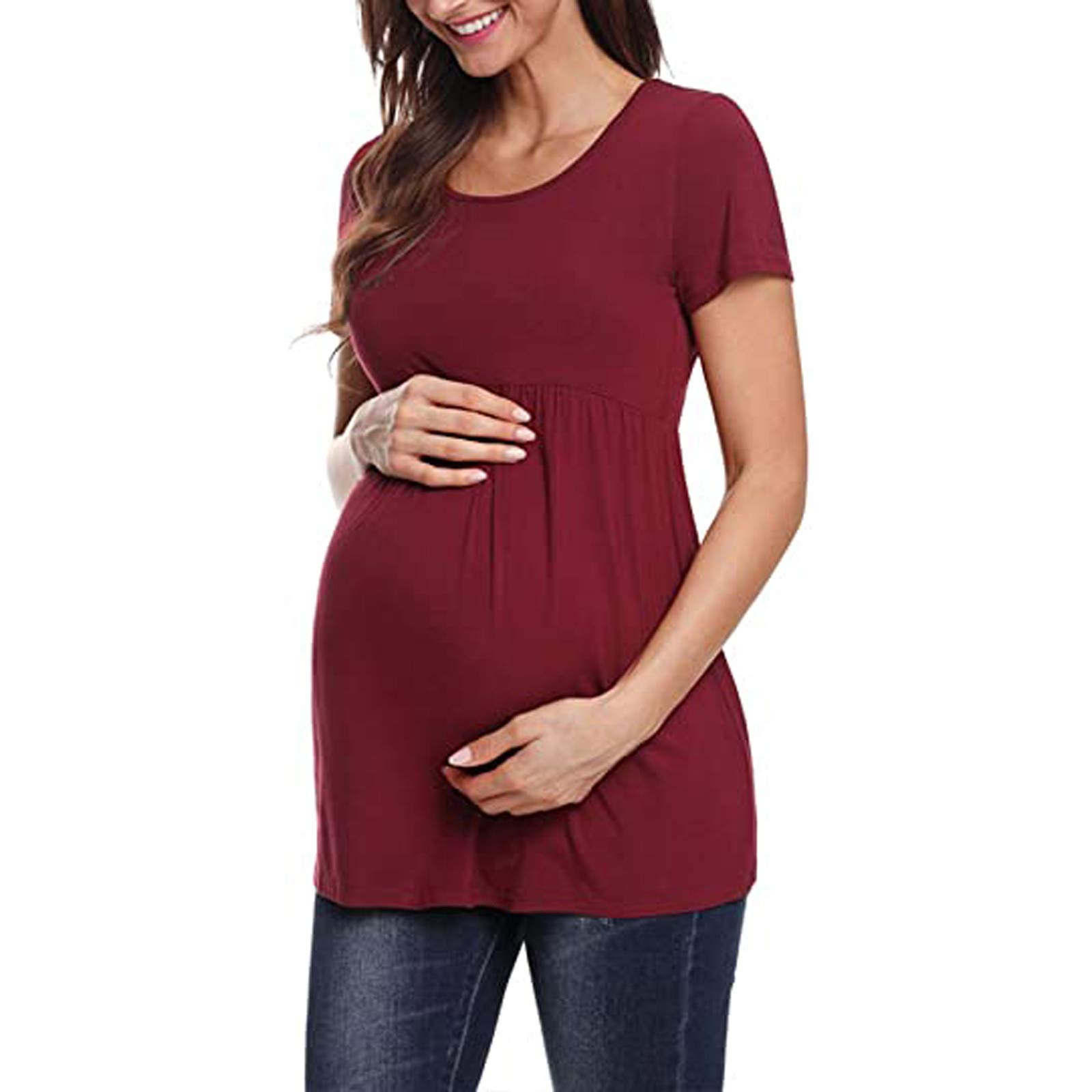 Pregnancy Maternity T-Shirt & Swing Dress for Women - Comfortable Short Sleeve Summer Maternity Clothes for Casual Wear, Baby Shower & Outdoor Activities