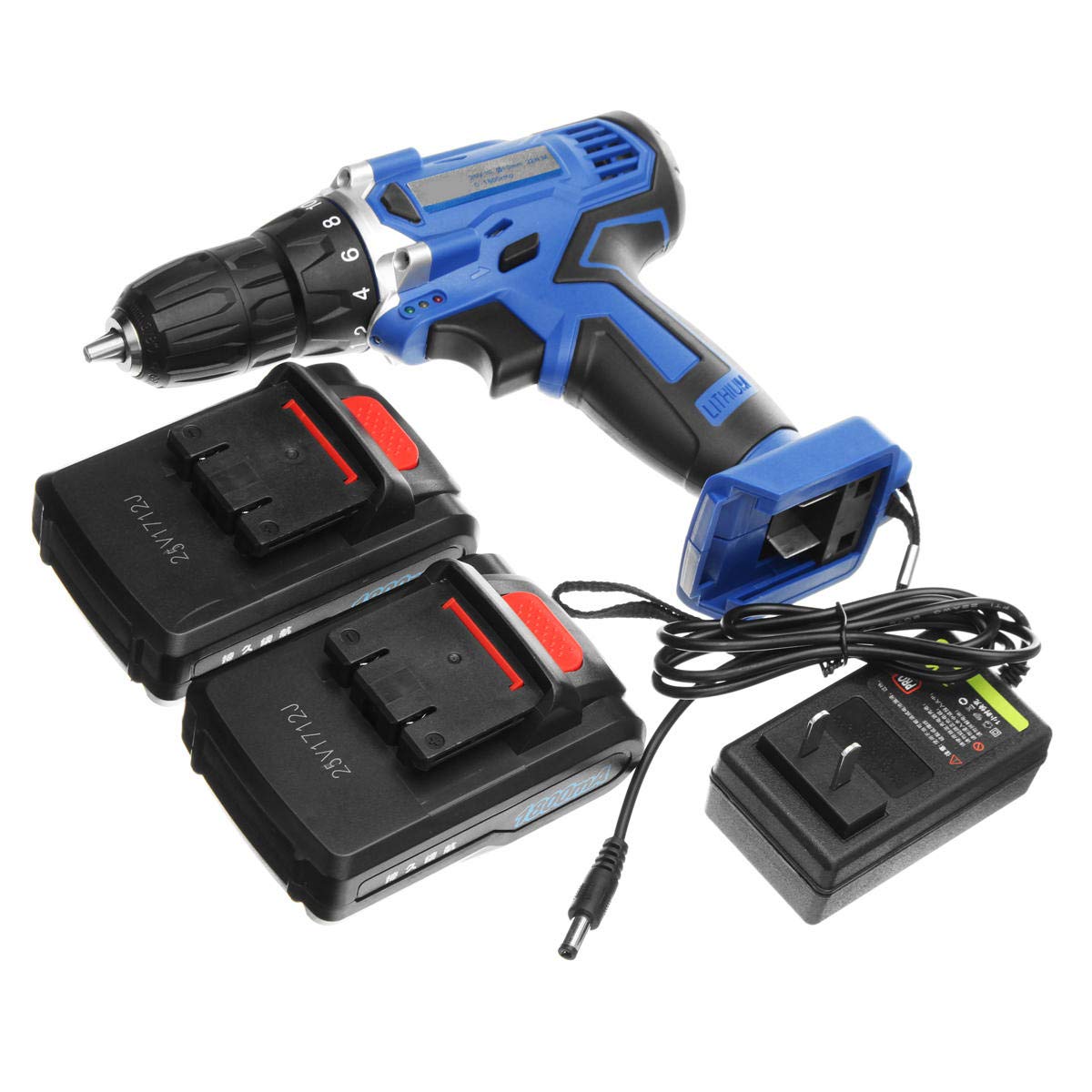 25V Rechargeable Cordless Drill - Lithium-Ion Power Screwdriver with 2 Batteries & 1 Charger - Perfect for DIY Projects, Home Repairs, and Professional Construction Work