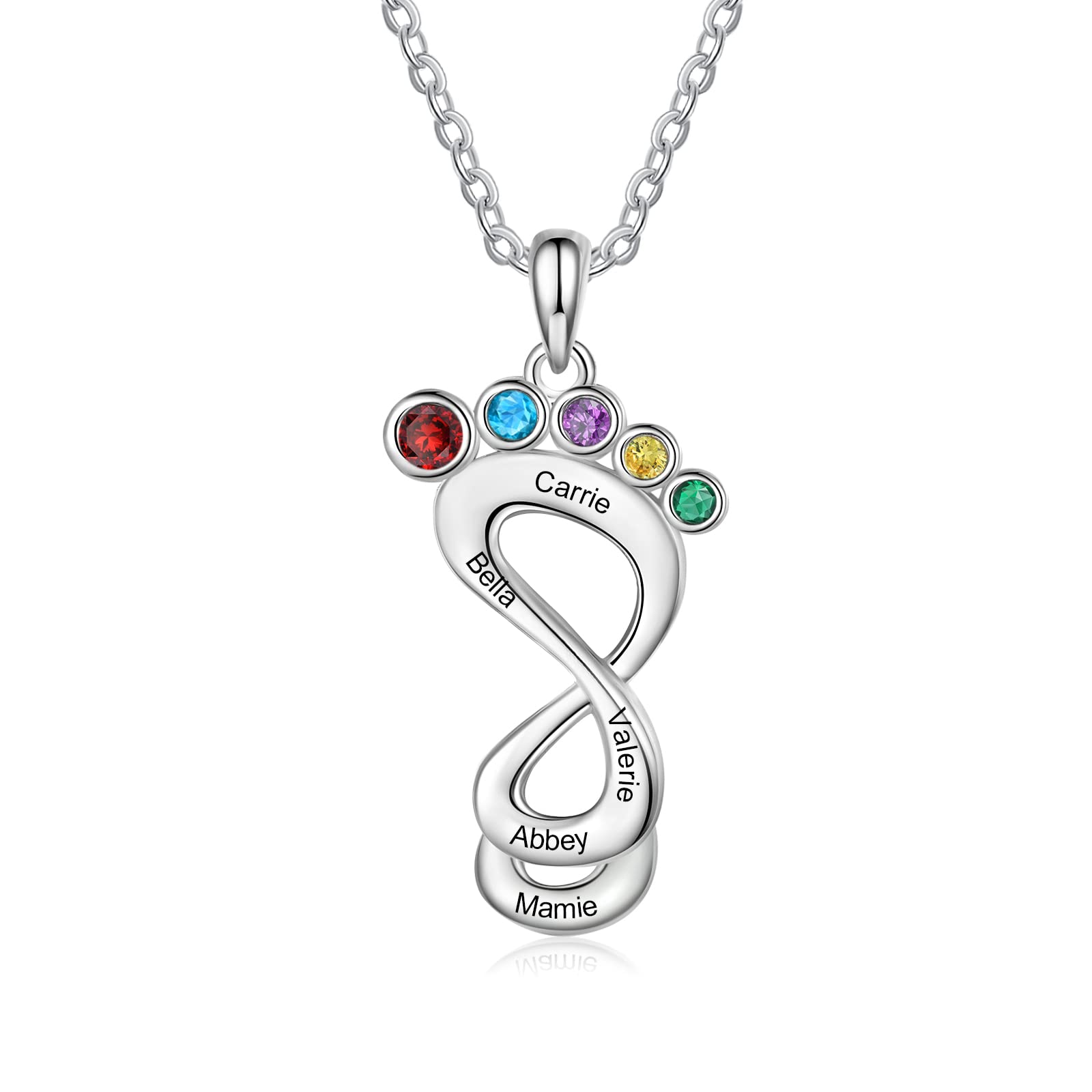 Custom Personalized Mom Necklace with Baby Feet Pendant & Birthstone - New Mom Gift, Birthday Present, Mother's Day Jewelry for Women - Perfect for Celebrating Motherhood & Special Occasions