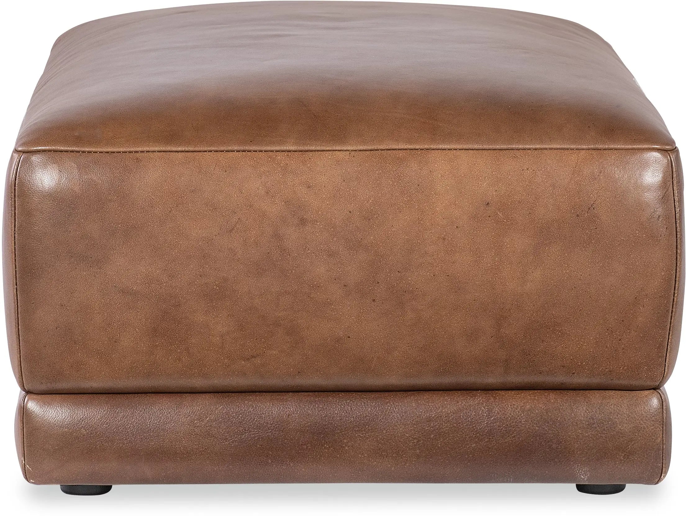 Premium Fleetwood Leather Ottoman - Stylish Footrest & Storage Bench for Living Room, Bedroom, or Office - Brown Genuine Leather with Tufted Design