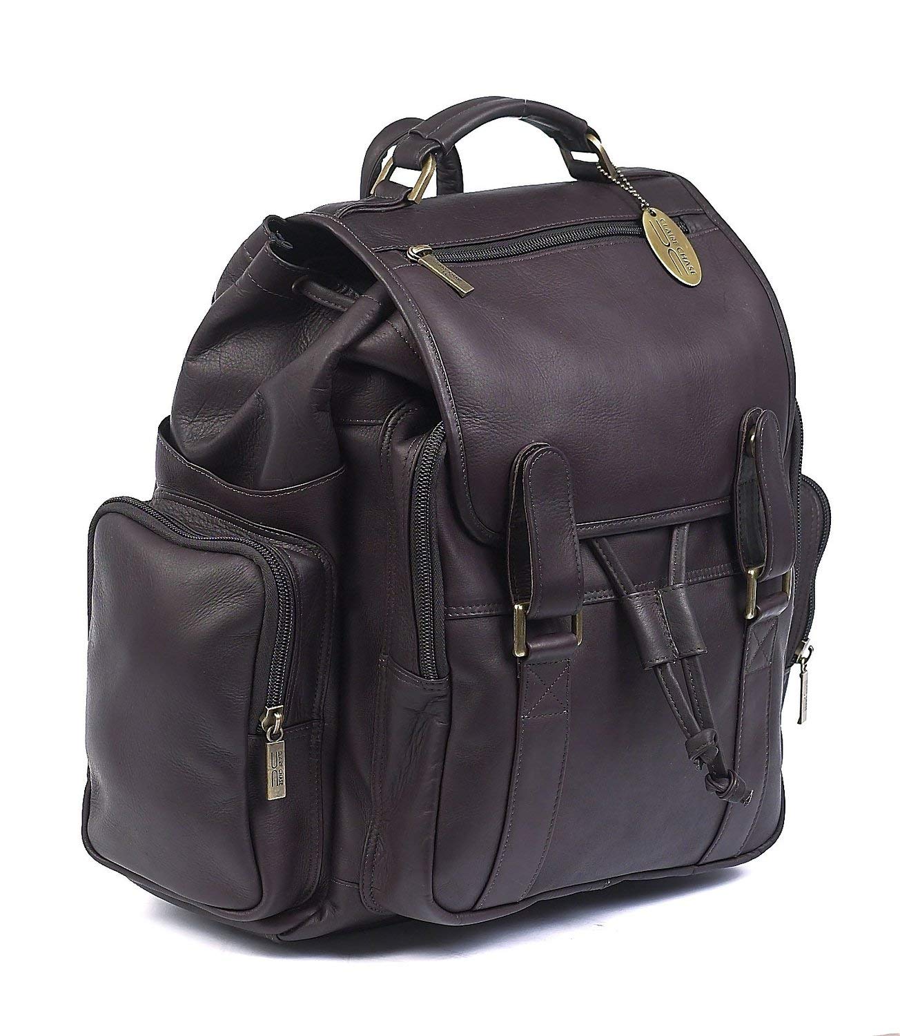 Claire Chase Jumbo Leather Small Laptop Backpack in Cafe Brown - Stylish & Durable 15 Inch Laptop Bag for Women & Men, Perfect for Work, Travel & College Campus Use