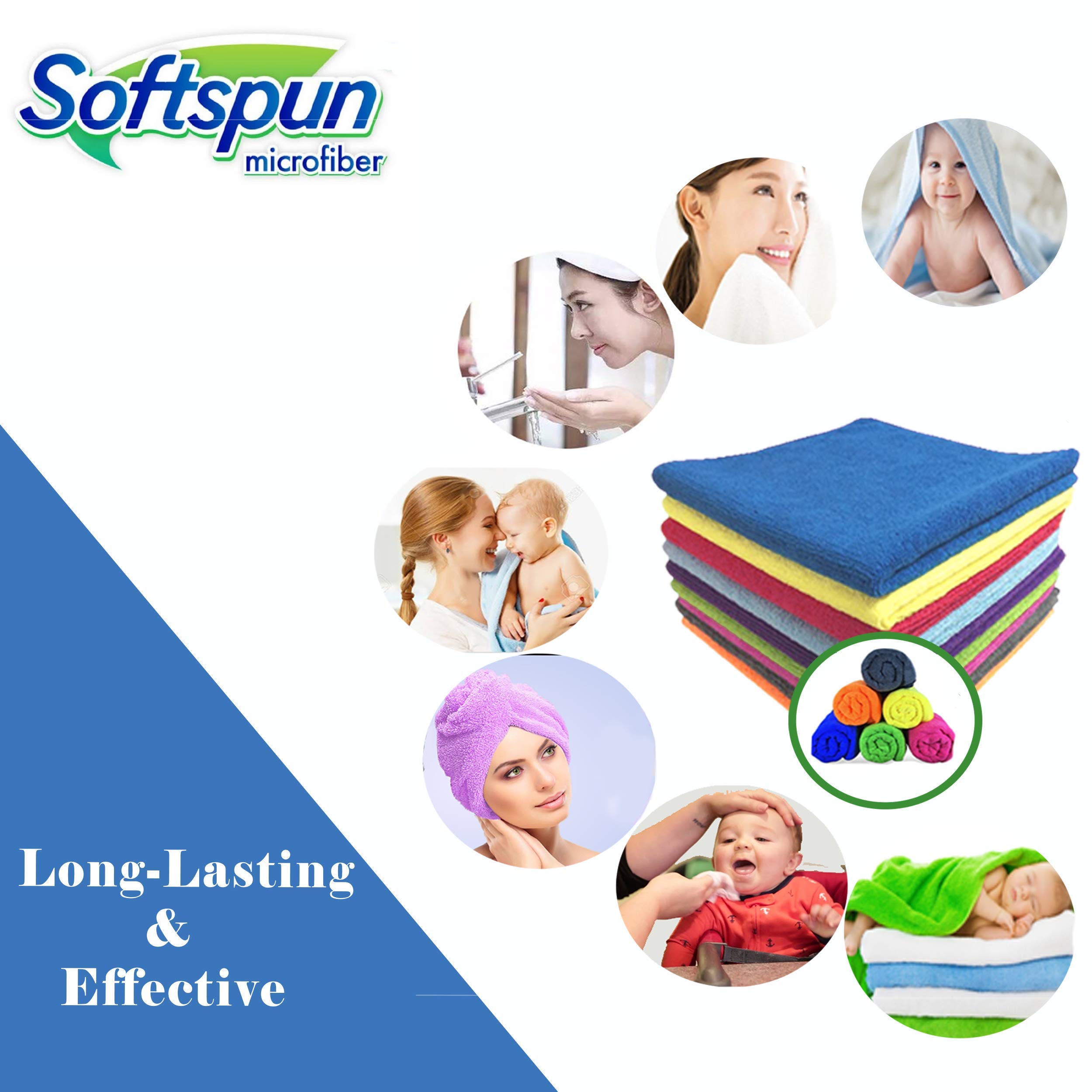 SOFTSPUN Microfiber Baby Hand & Face Wipes - 30x30cm Hypoallergenic Washcloths for Sensitive Skin, Super Soft 340 GSM Towel Set (Pink) - Gentle for Newborn, Infant Care & Daily Use at Home or Travel