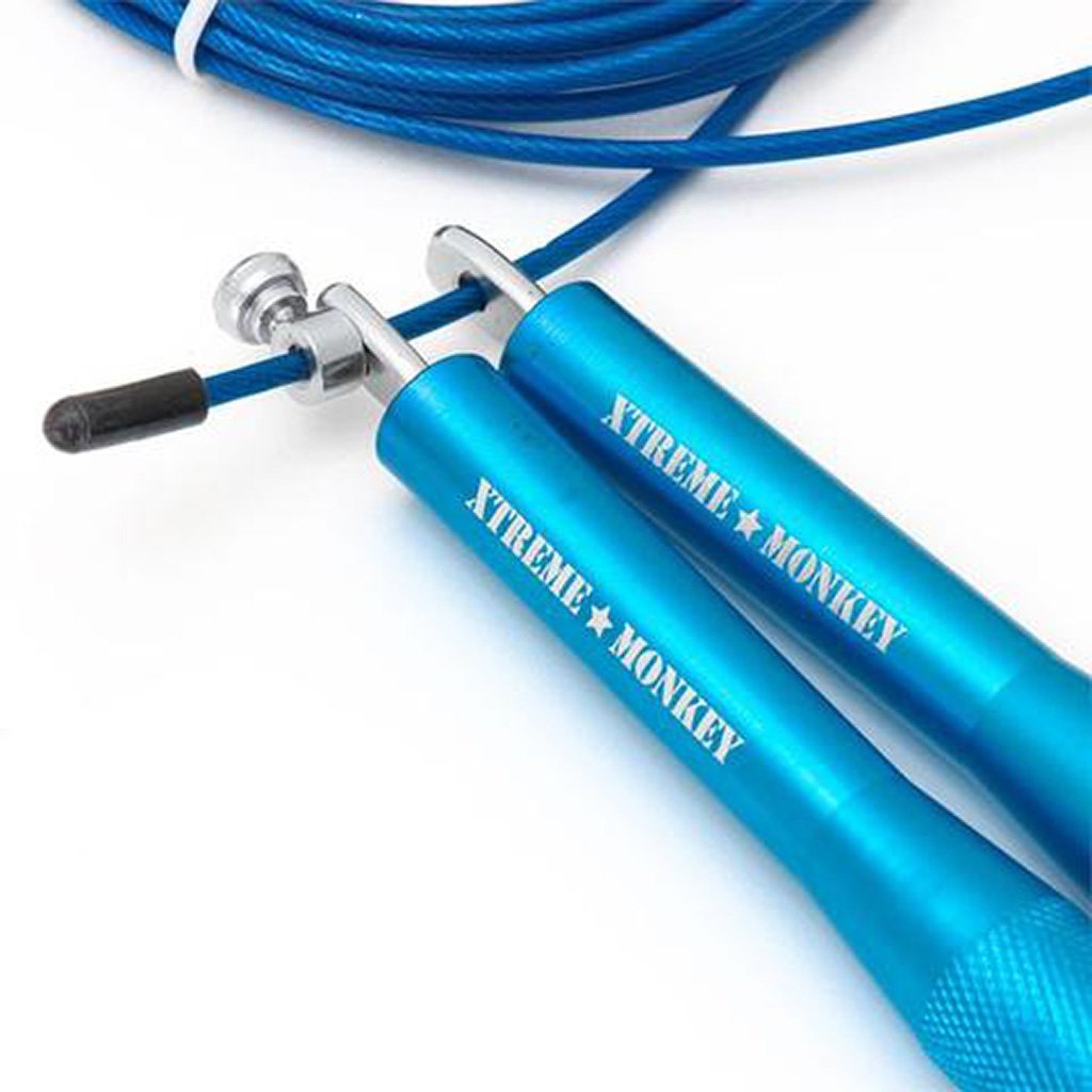 XM Fitness Aluminum Cable Speed Jump Rope - Blue | Adjustable for Boxing, CrossFit & Workouts | Ideal for Home Gym & Professional Training