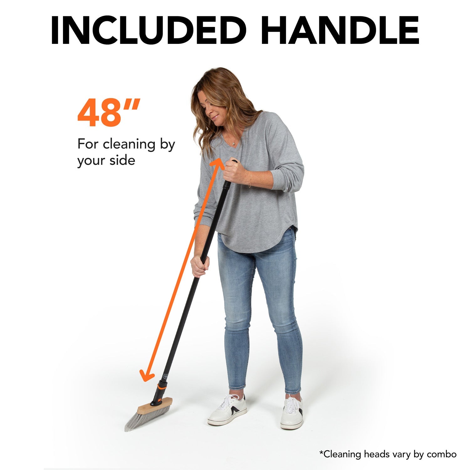 11-Inch Multi-Surface Angle Broom with 48-Inch Steel Handle - Heavy Duty Sweeping Tool for Hardwood Floors, Tile & Outdoor Areas