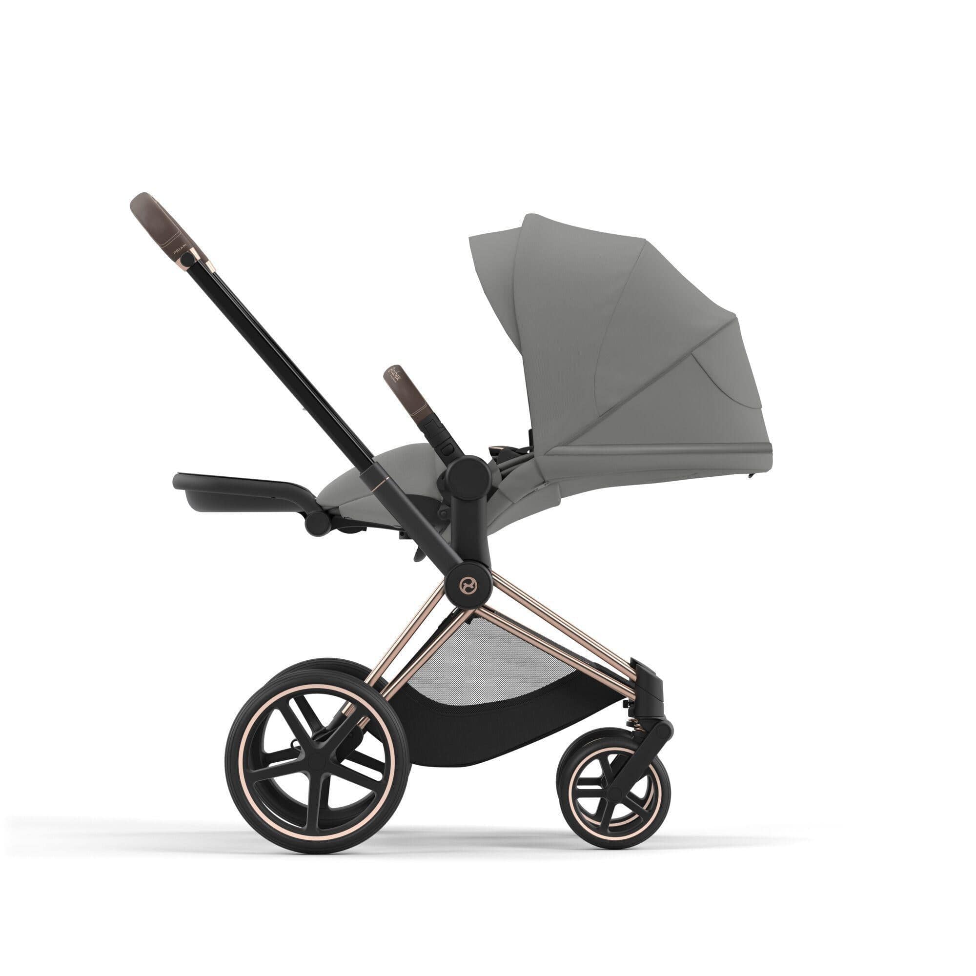 Cybex Priam 4 Complete Stroller - Chrome/Brown Luxury Baby Stroller with All-Wheel Suspension | Perfect for City Walks, Travel & Everyday Use