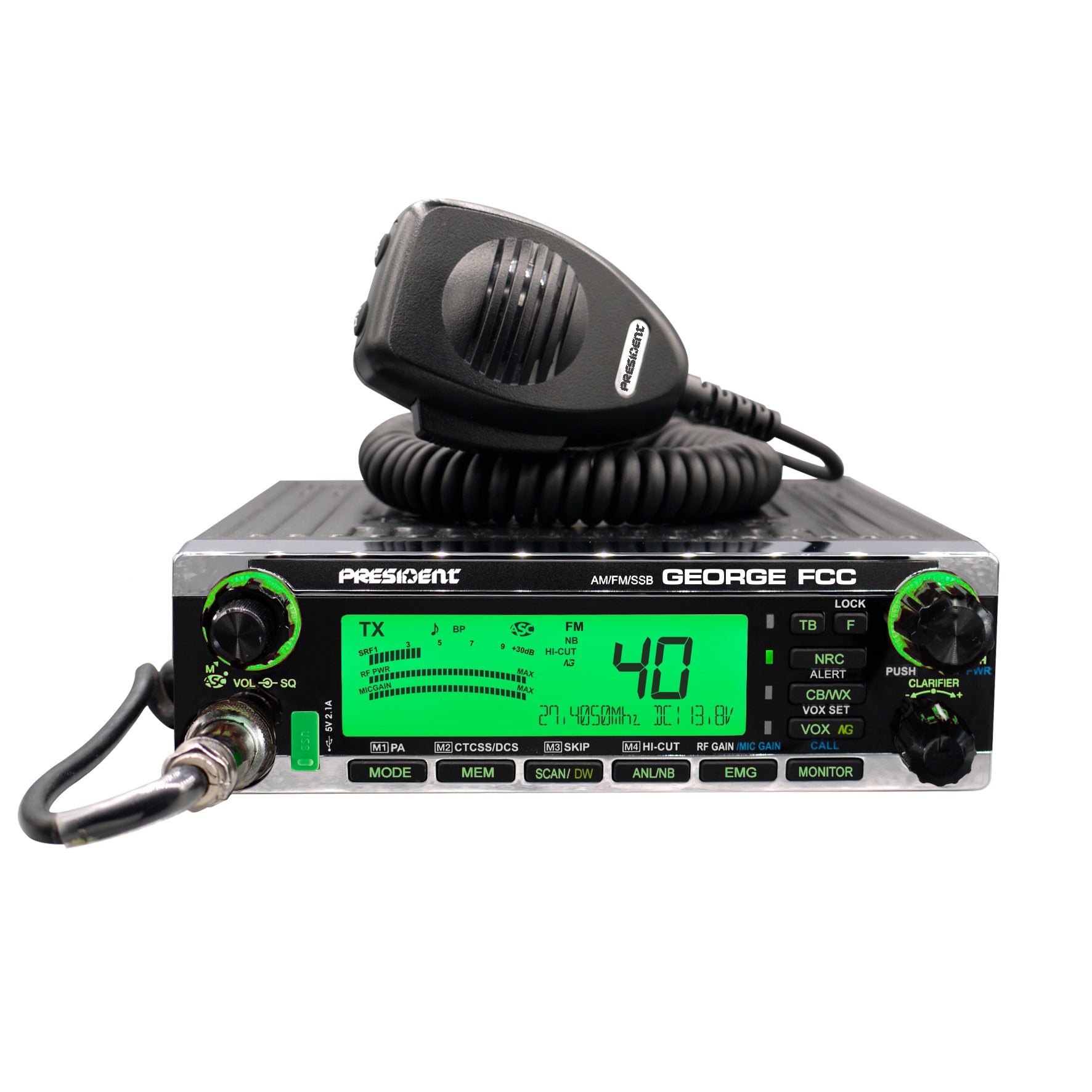 President George CB Radio - 40-Channel AM/FM Two-Way Radio with NOAA Weather Alerts for Truckers, Off-Roading & Emergency Communication