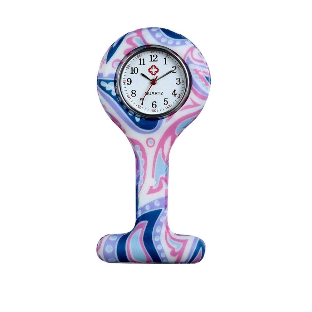 Vintage Floral Square Silicone Nurse Watch - Pin-on Brooch Fob Watch with Analog Quartz Movement - Perfect for Nurses, Medical Professionals & Vintage Fashion Lovers