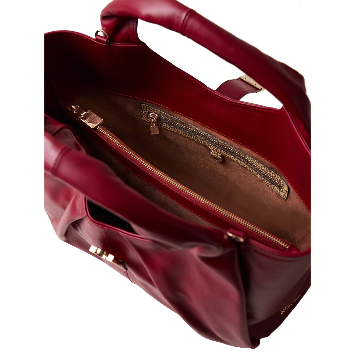Borbonese Cortina Medium Borgogna Leather Handbag 923934AL6 - Elegant Women's Purse for Work, Travel & Evening Events