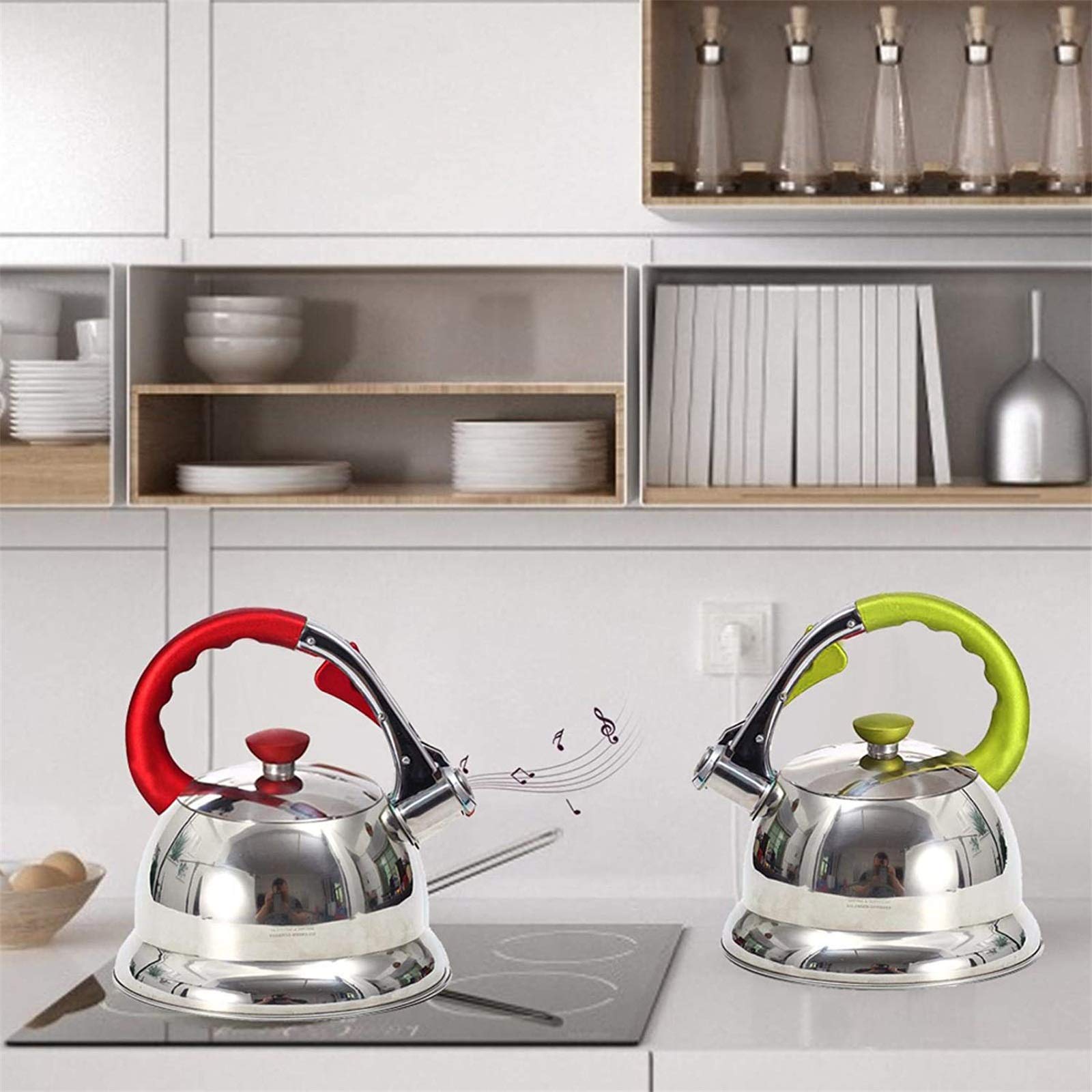 Premium Stainless Steel Whistling Tea Kettle with Elegant Flute Spout - Perfect for Stovetop Brewing, Home Kitchen & Gift Giving