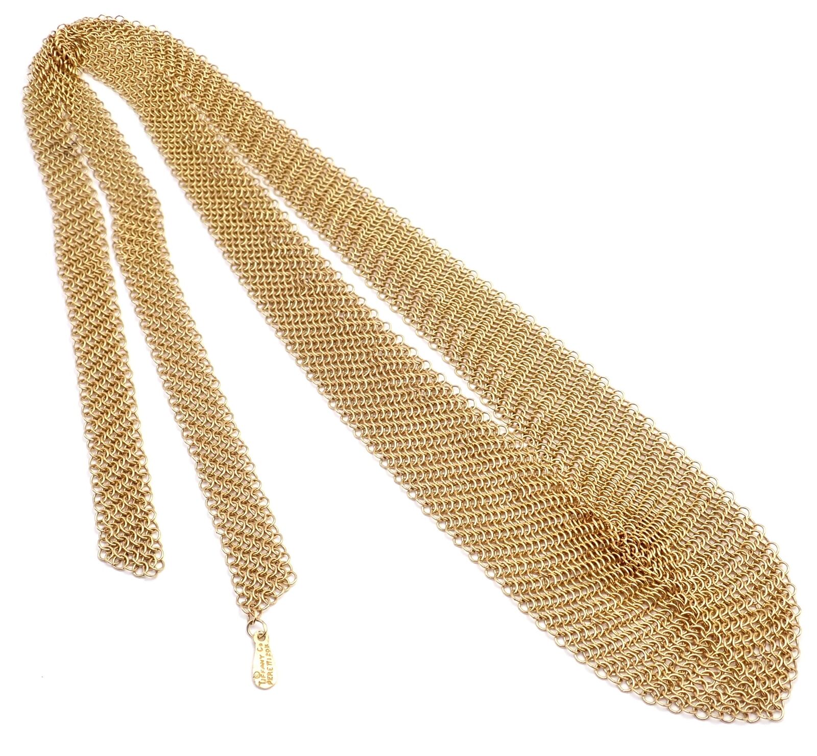 Authentic Tiffany & Co Peretti 20k Yellow Gold Mesh Bib Scarf Necklace - Vintage Luxury Jewelry for Women, Perfect for Weddings, Parties & Special Occasions
