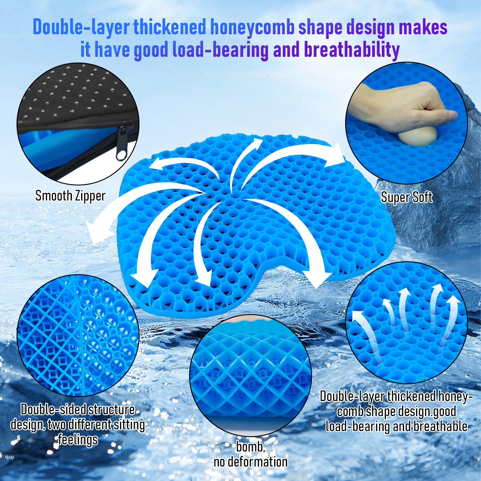 Premium Thickened Anti-Slip Waterproof Kayak Seat Cushion - Comfortable Gel Padding for Kayaking, Canoeing & Rowing - Portable Non-Slip Boat Seat Pad for Fishing, Inflatable Kayaks & Stadium Seating - Ideal for Outdoor Water Sports & Relaxation