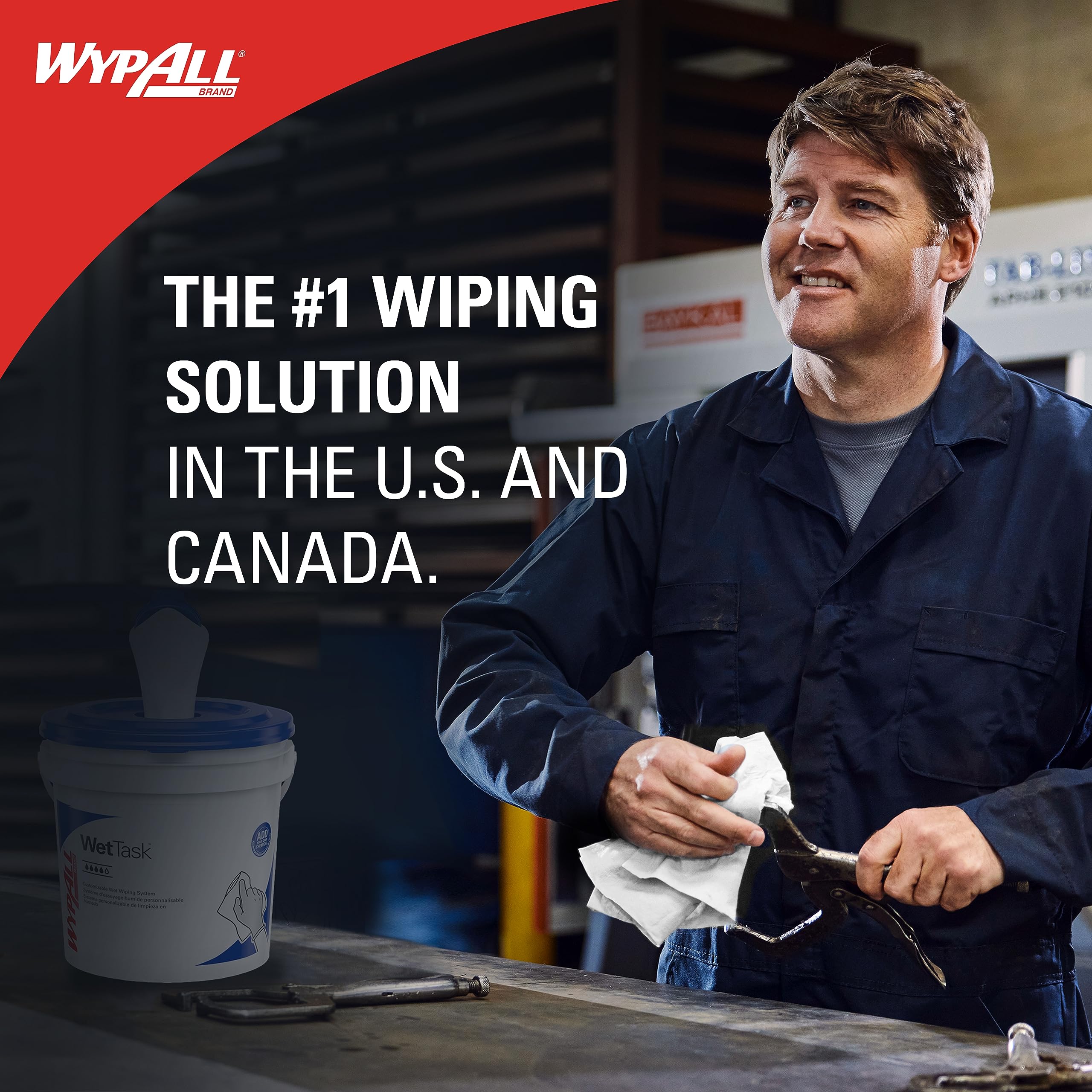 WypAll PowerClean Solvent-Resistant WetTask Wipes - 275 Sheets/Roll, 2 Rolls (550 Total) - Heavy-Duty Industrial Cleaning for Solvents, Oils & Grease - Ideal for Automotive, Manufacturing & Workshop Use