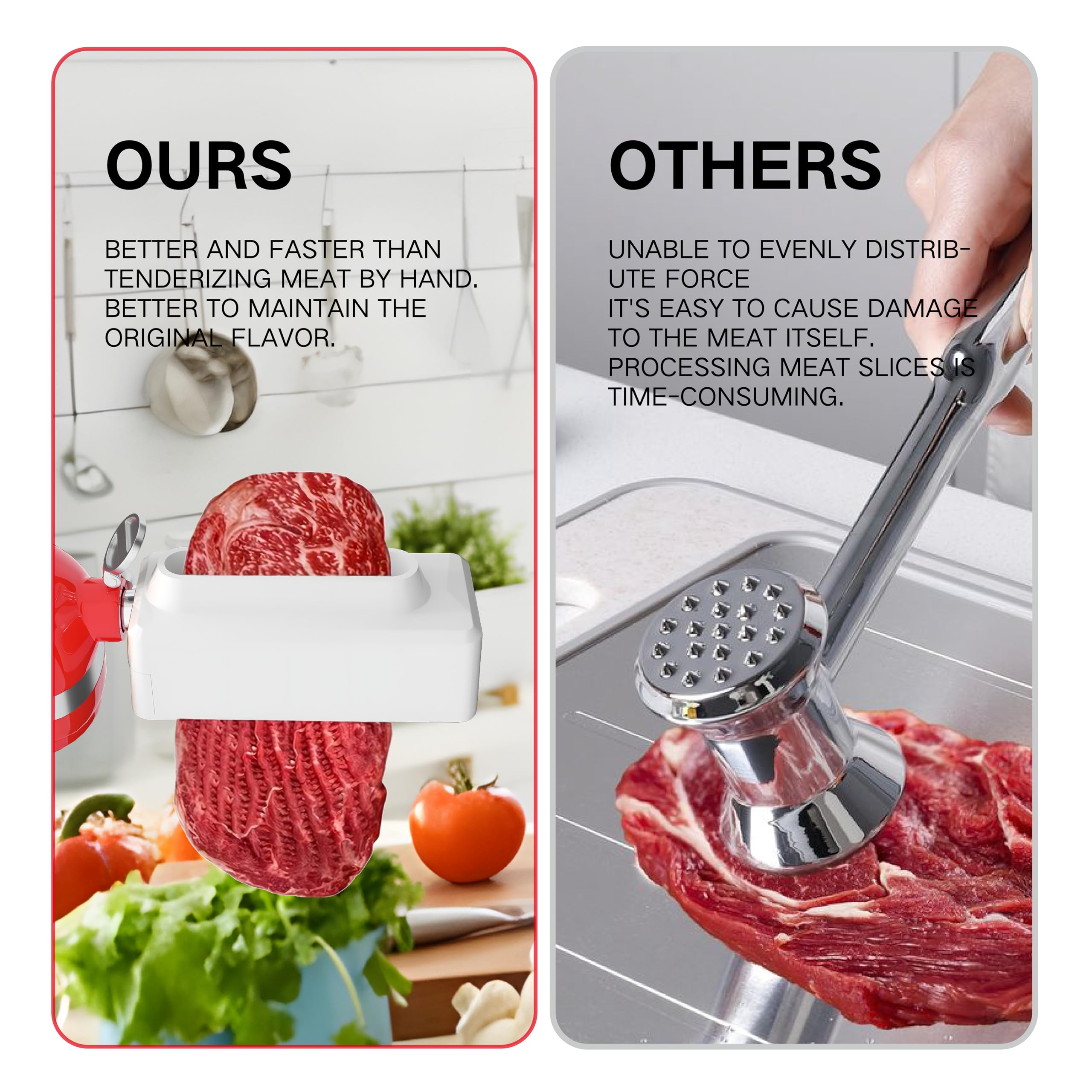 Premium Stainless Steel Meat Tenderizer Attachment - Compatible with KitchenAid & Cuisinart Stand Mixers - Durable Mixer Accessory for Effortless Meat Preparation - Perfect for Home Chefs & Meal Prep Enthusiasts