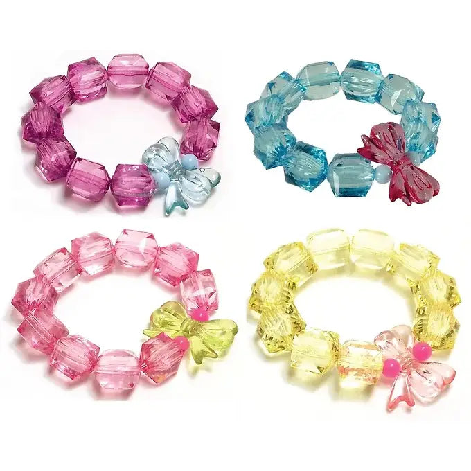 Bottleblond Rock Candy Bracelet with Bow - Stylish Beaded Jewelry for Women & Teens - Perfect for Parties, Gifts & Everyday Fashion