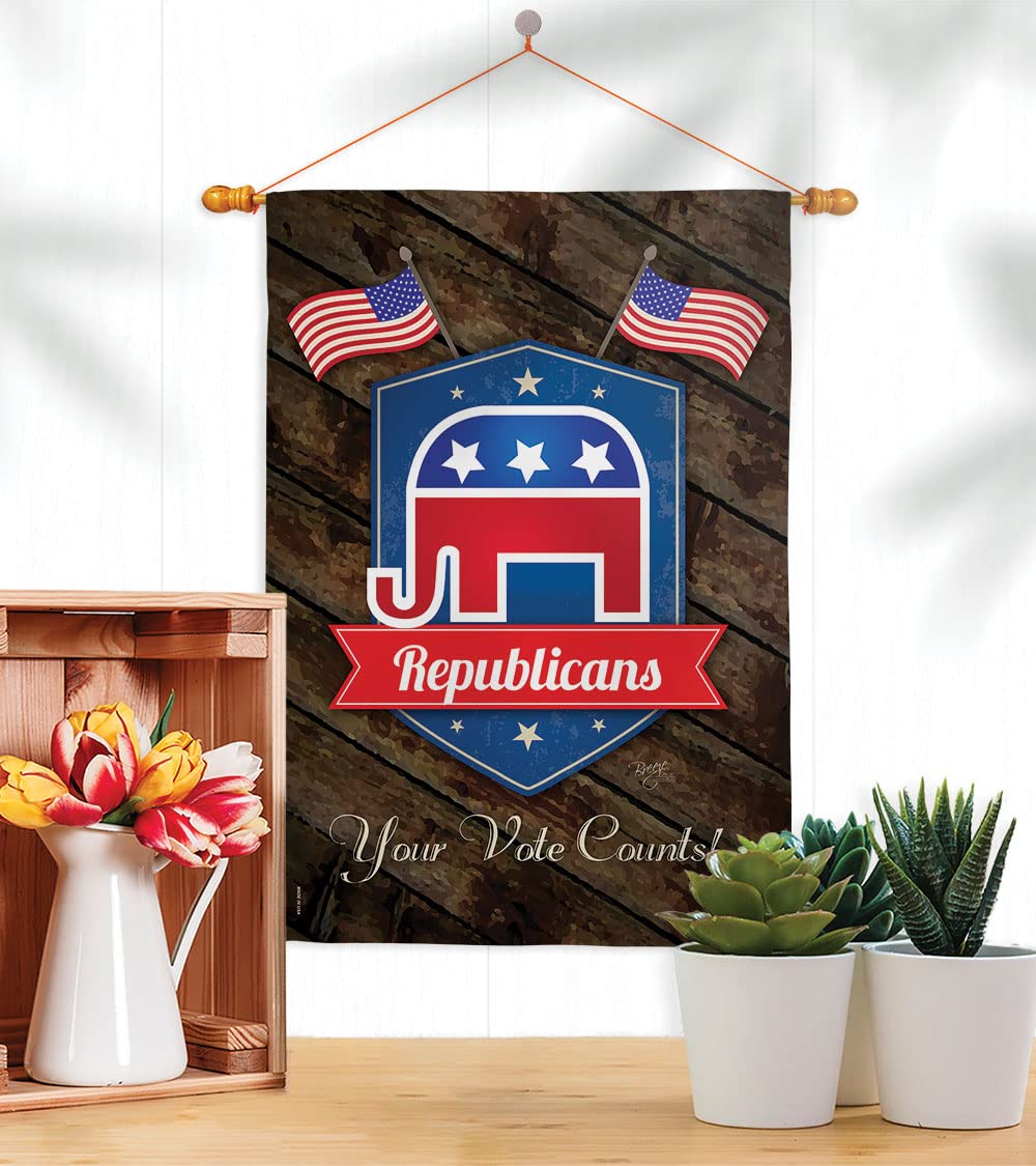 Patriotic Vertical House Flag Set - 28x40in w/Flagpole - Perfect for Home & Garden Decor