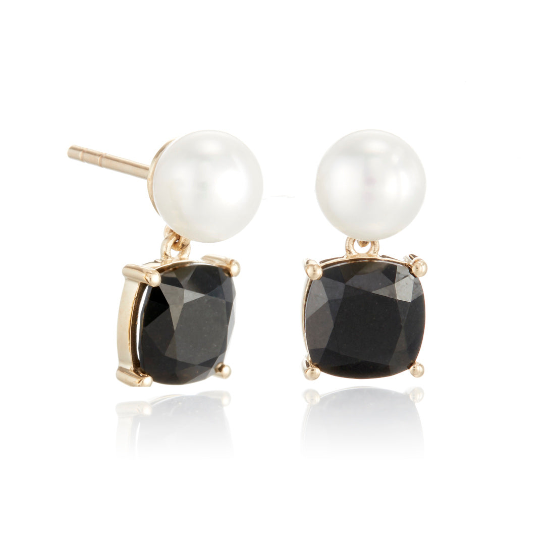 Elegant Piazza Earrings with Genuine Pearls & Black Jade - Perfect for Weddings, Parties, and Special Occasions