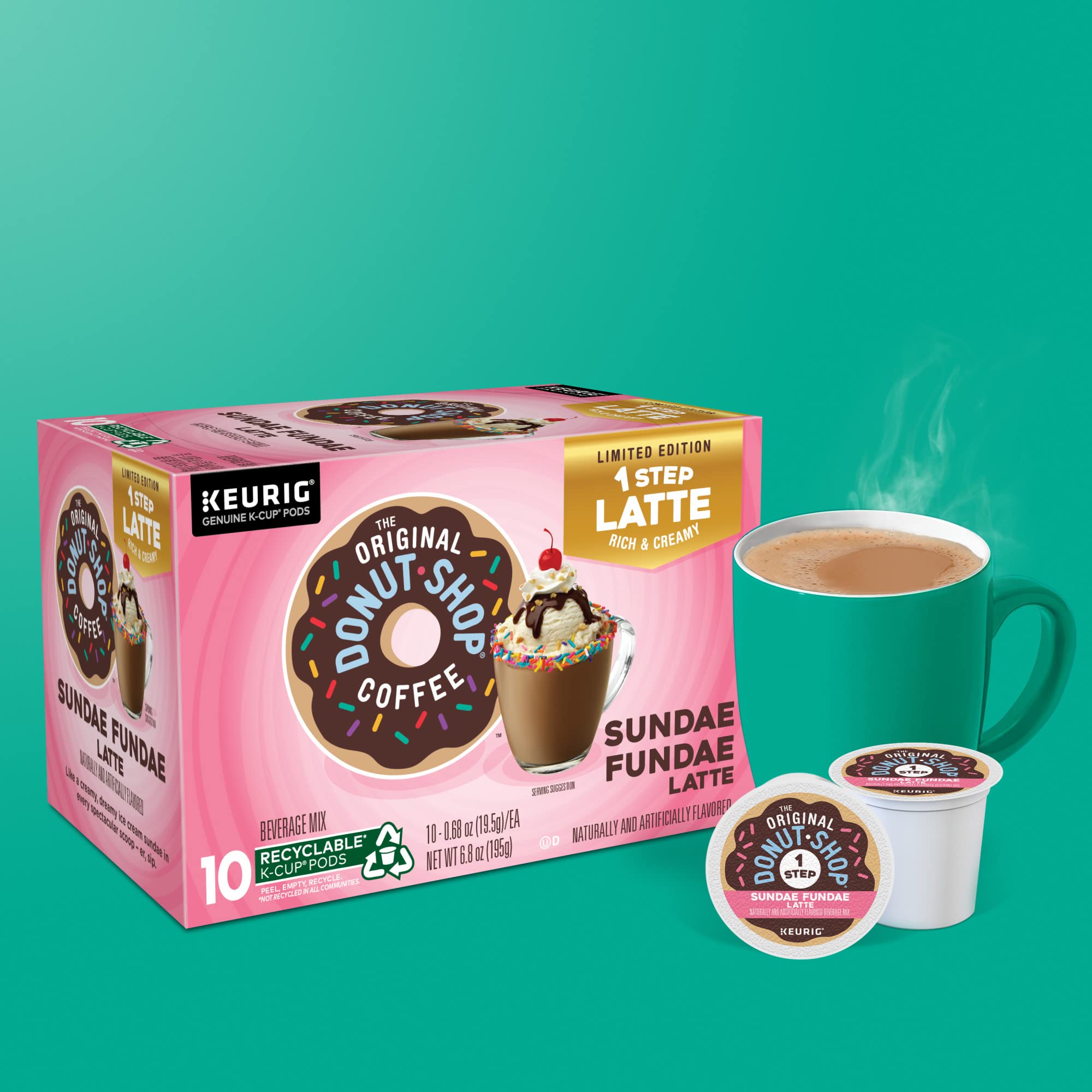 The Original Donut Shop Sundae Fundae One-Step Latte - Keurig Single Serve K-Cup Pods, 60 Count (6 Packs of 10) - Perfect for Office Coffee Breaks & Home Morning Routines