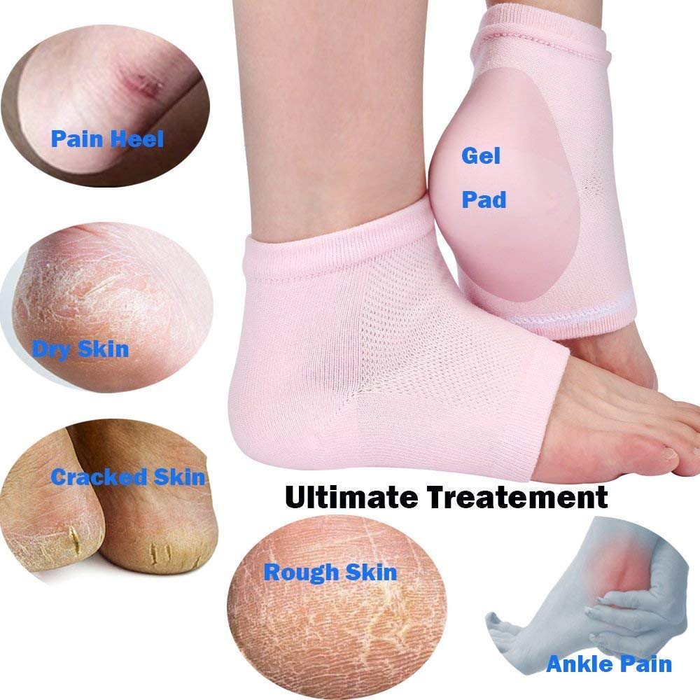2 Pairs Ultra Soft Moisturizing Heel Socks & 1 Pair Moisturizing Socks Gloves Set for Cracked Heels - Perfect for Overnight Foot Care, Winter Dry Skin Relief & Spa Treatment at Home