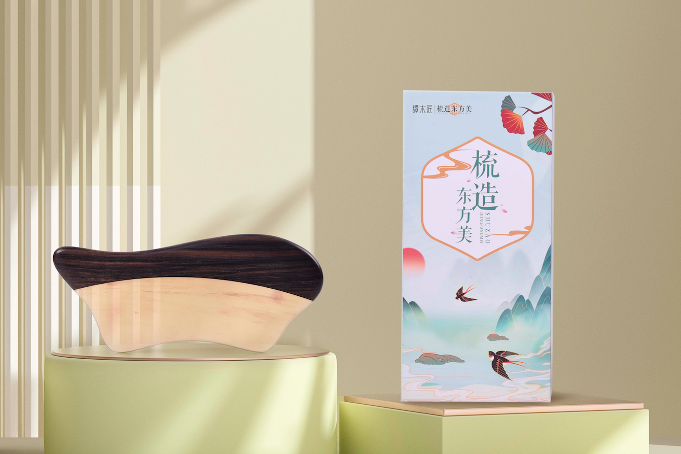 Premium Blackwood & Horn Gua Sha Board - Natural Facial Massage Tool for Glowing Skin - Perfect for Home Spa, Skincare Routine & Relaxation