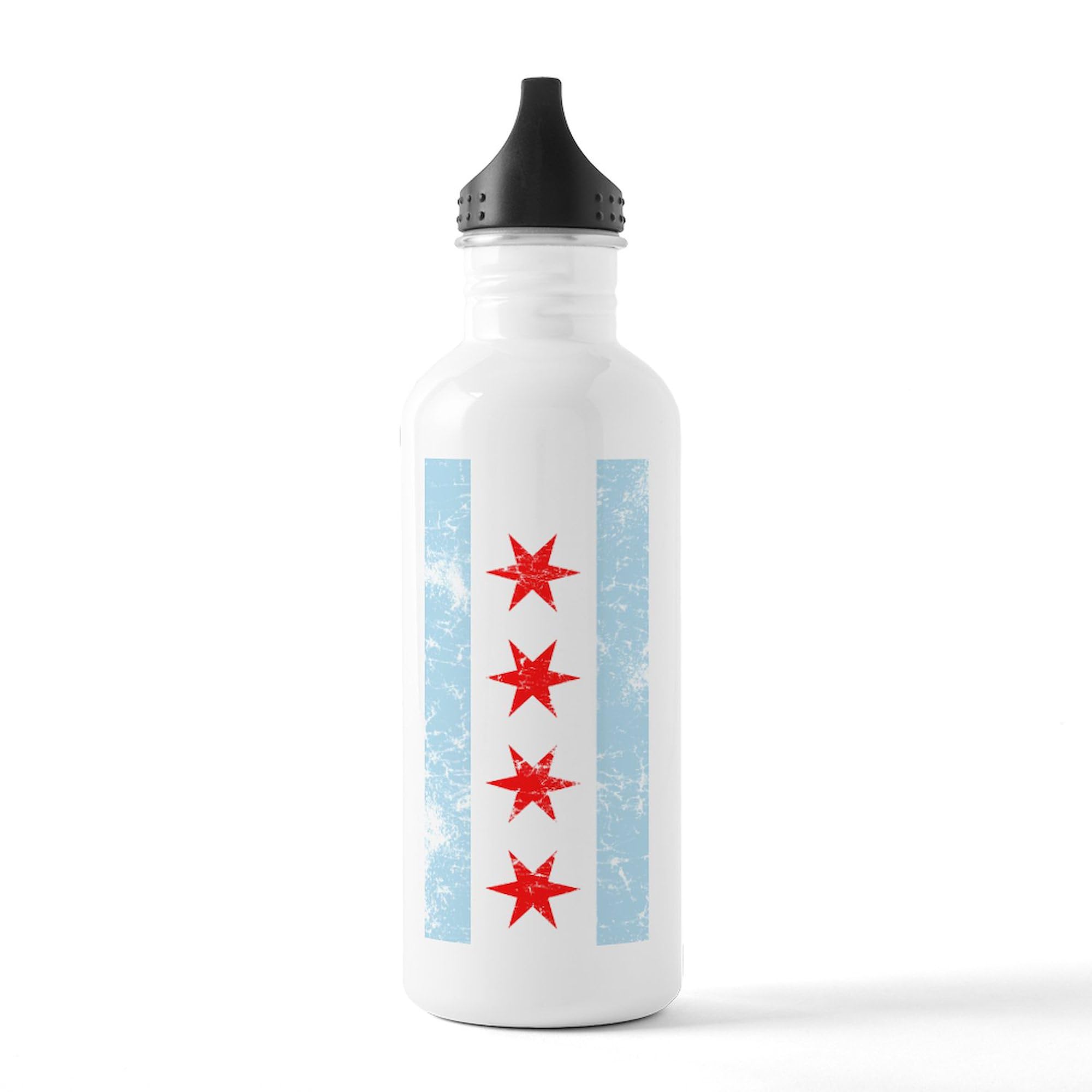 Chicago Flag Distressed Stainless Steel Water Bottle - 34oz (1.0L) Insulated Travel Mug | Durable & Leak-Proof for Gym, Hiking & Office Use
