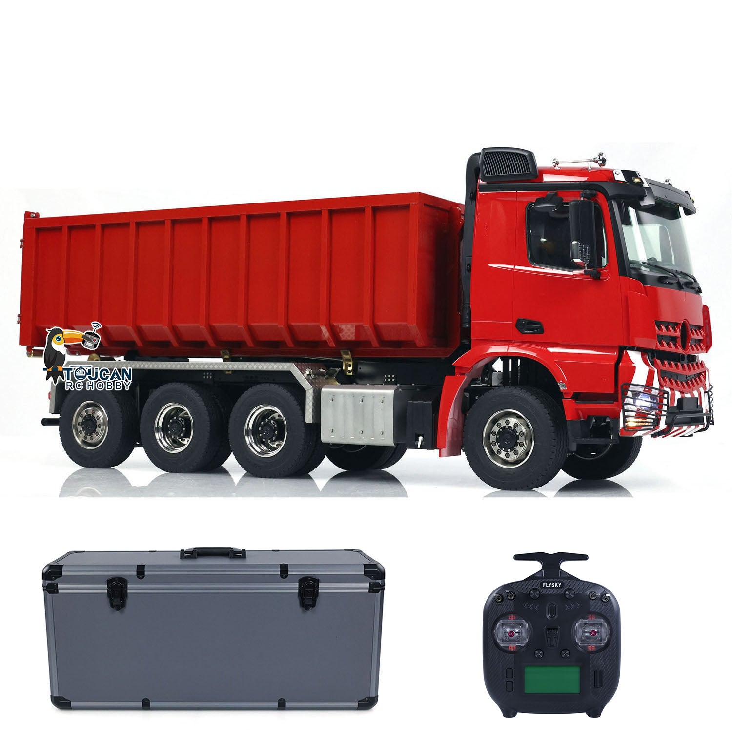 1/14 Scale 8x8 RC Hydraulic Dump Truck - Radio Controlled Construction Vehicle with Rear Axle Steering & Pre-Assembled Painted Body - Perfect for Construction Site Play, RC Hobbyists and Model Collectors