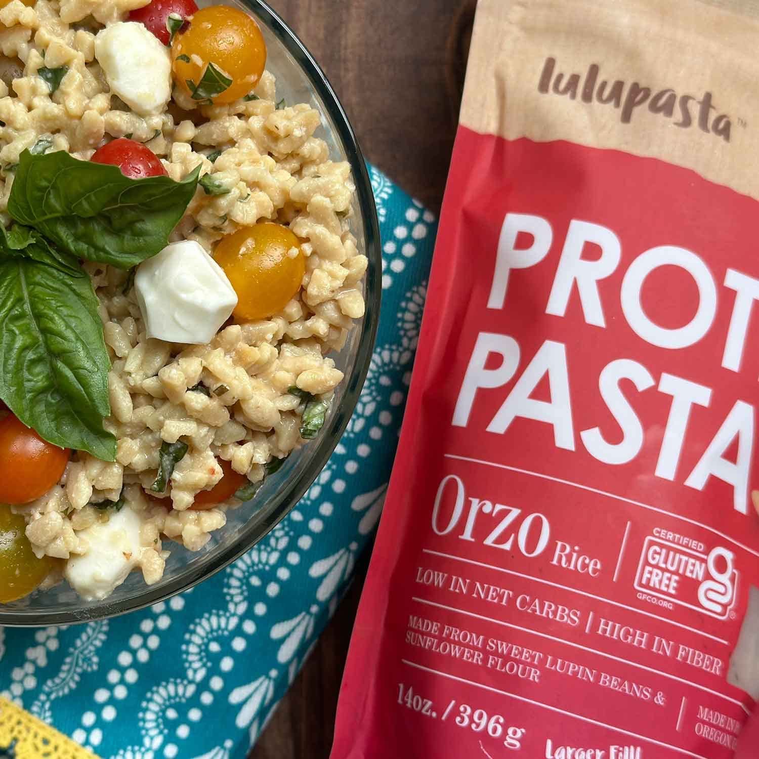 High Protein Pasta - 19g Protein, Low Carb Keto Pasta (4g Net Carbs) - Gluten Free, Made with Lupin & Sunflower Flour - Perfect for Keto Diet, Weight Loss & Healthy Meals - Lulupasta Orzo (1 Pack)